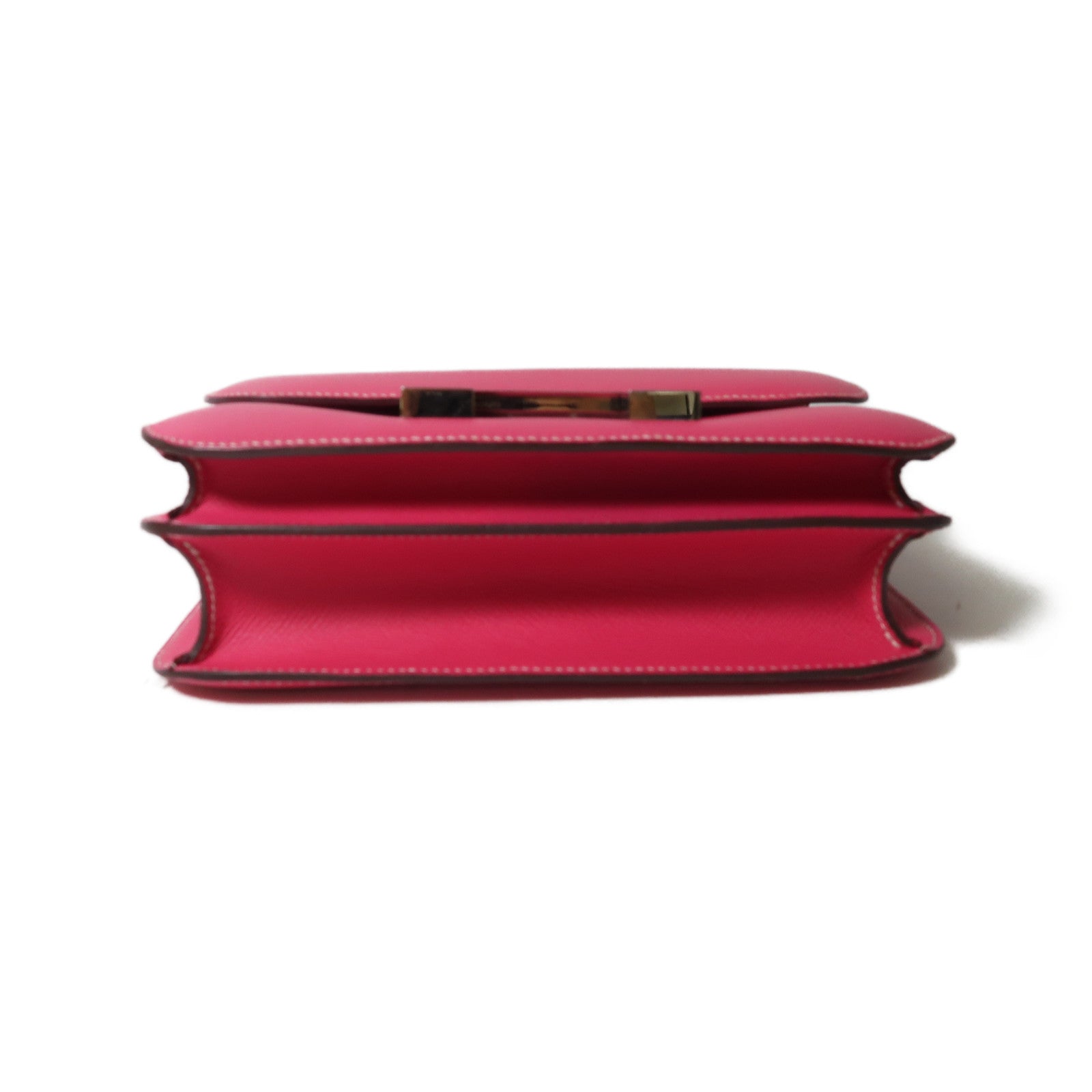 HERMES Epsom皮革Constance 24銀扣肩背袋Rose Tyrien粉紅色