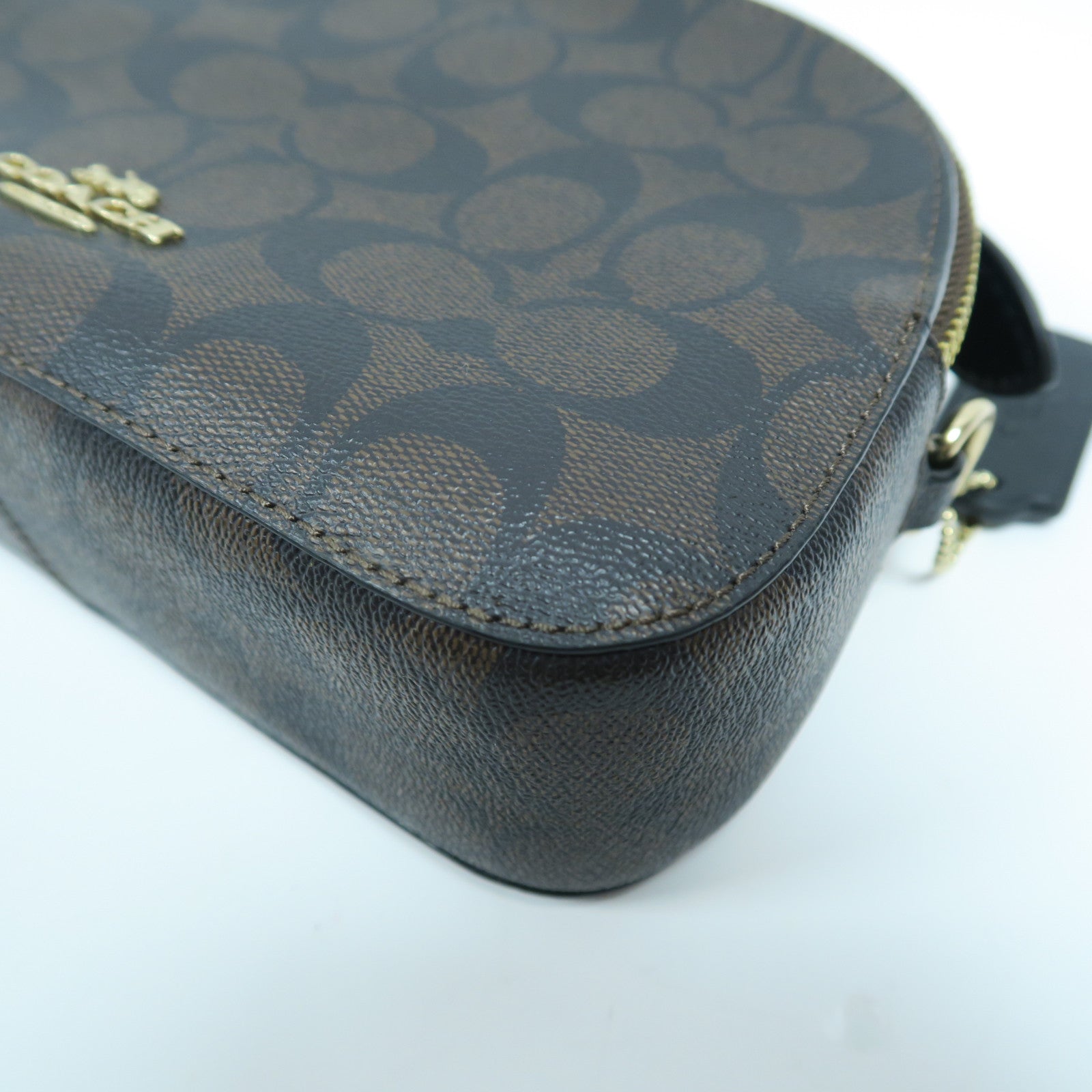 COACH 【激減優惠】塗層帆布2 Way Shoulder Bag金扣手挽肩背兩用袋啡色/黑色