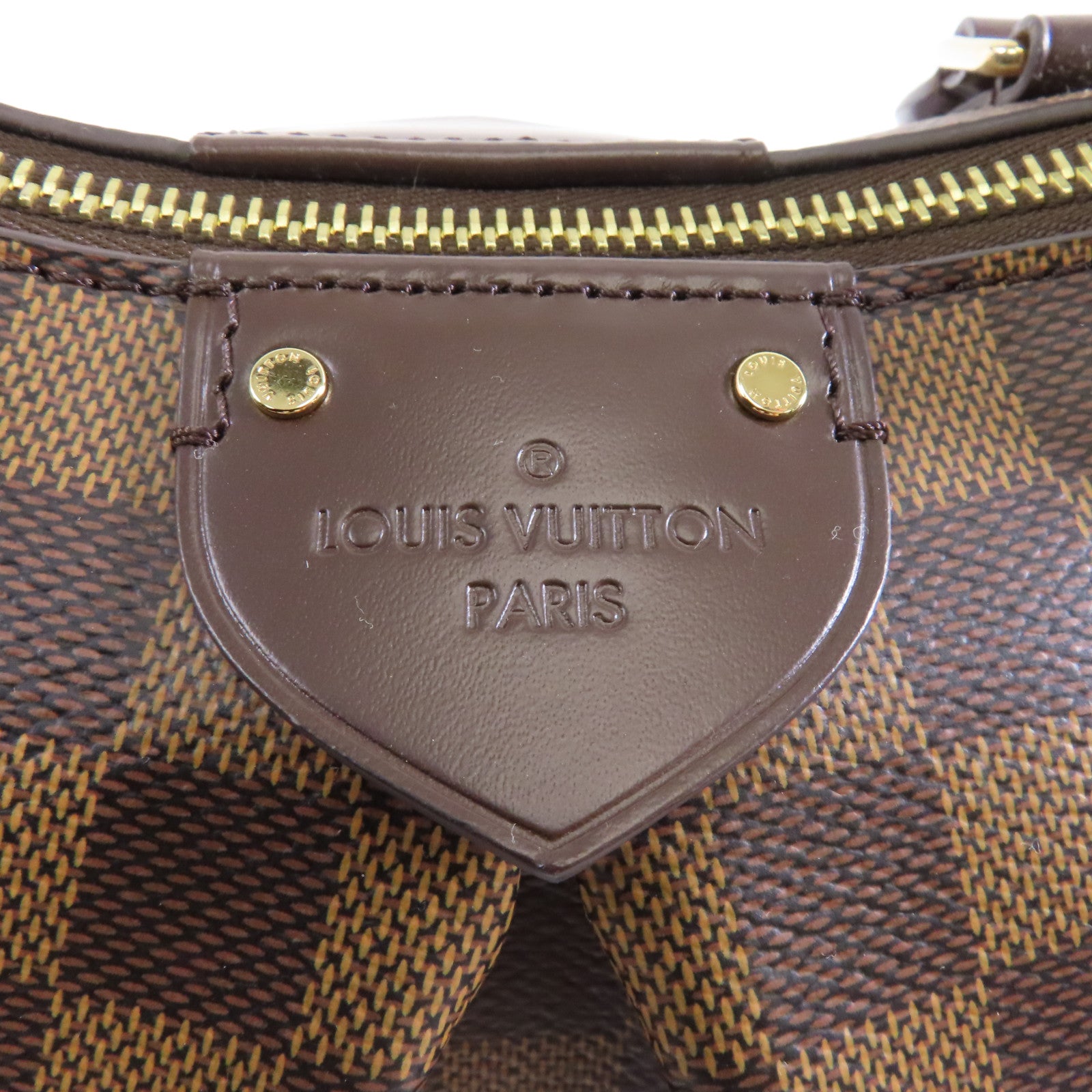 LOUIS VUITTON Damier Siena MM金扣肩背袋棕色