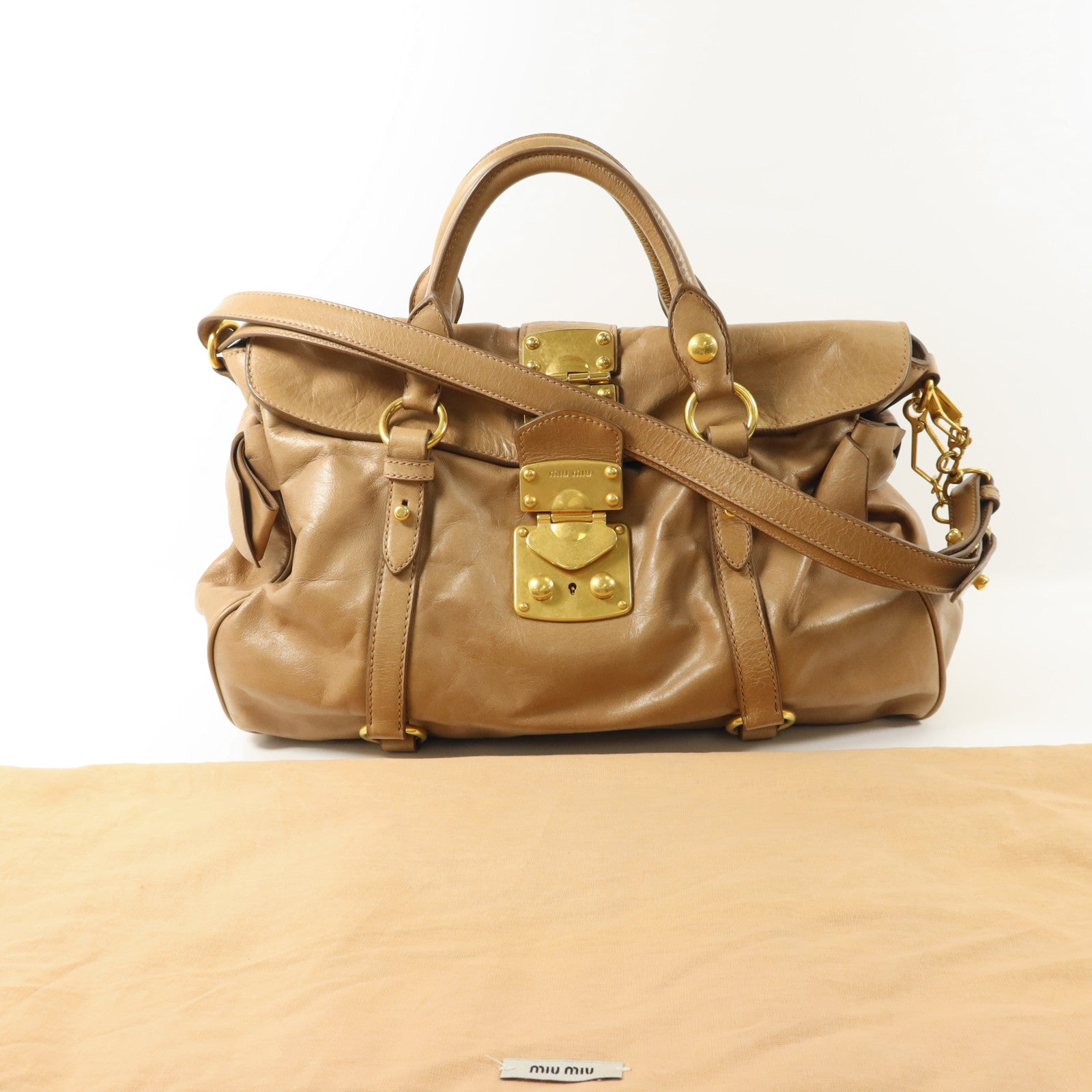 Miu Miu 牛皮皮革Bow Bag金扣手挽肩背兩用袋