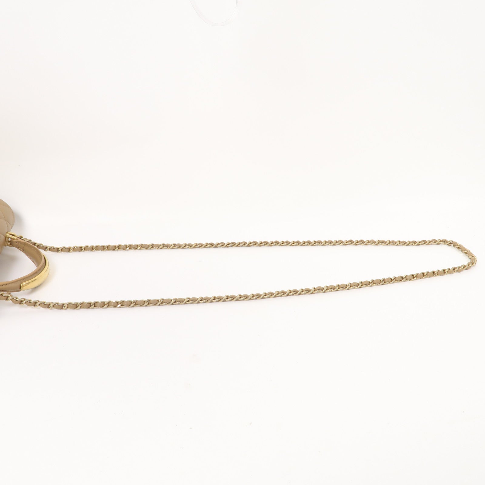 CHANEL 菱格羊皮皮革Chain Shoulder金扣手挽肩背兩用袋裸色