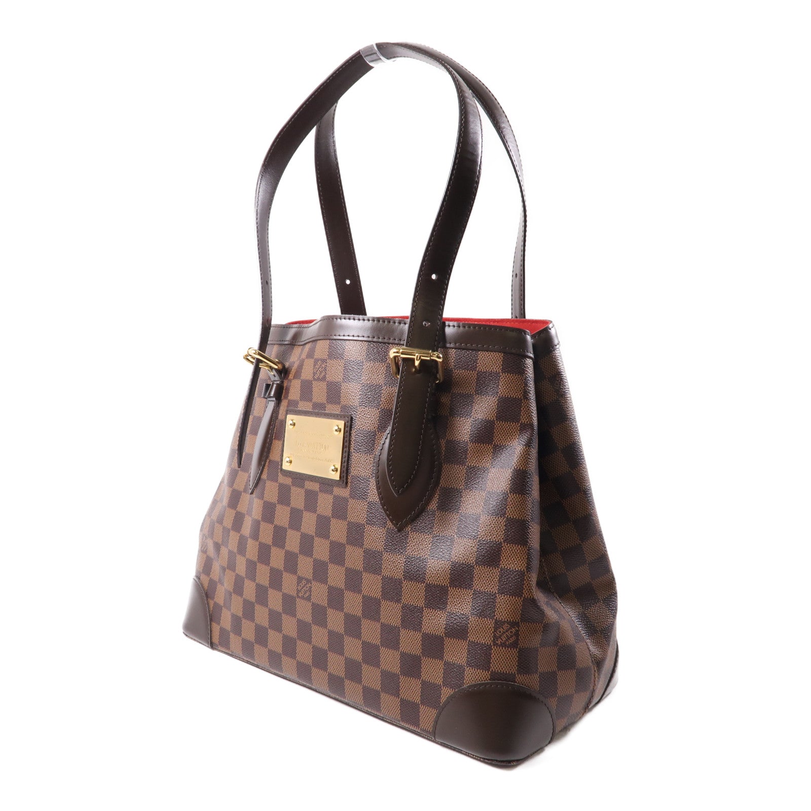 LOUIS VUITTON Damier Hampstead MM金扣肩背袋棕色