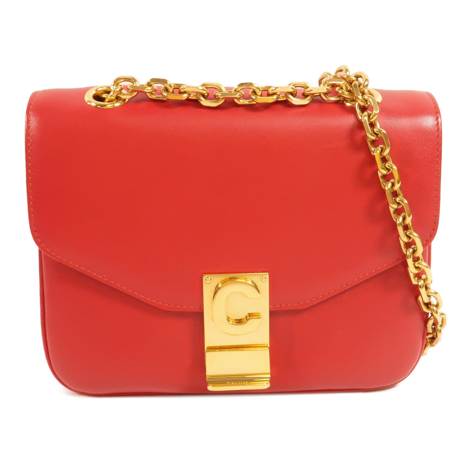 CELINE 牛皮皮革Small C鏈帶肩背袋