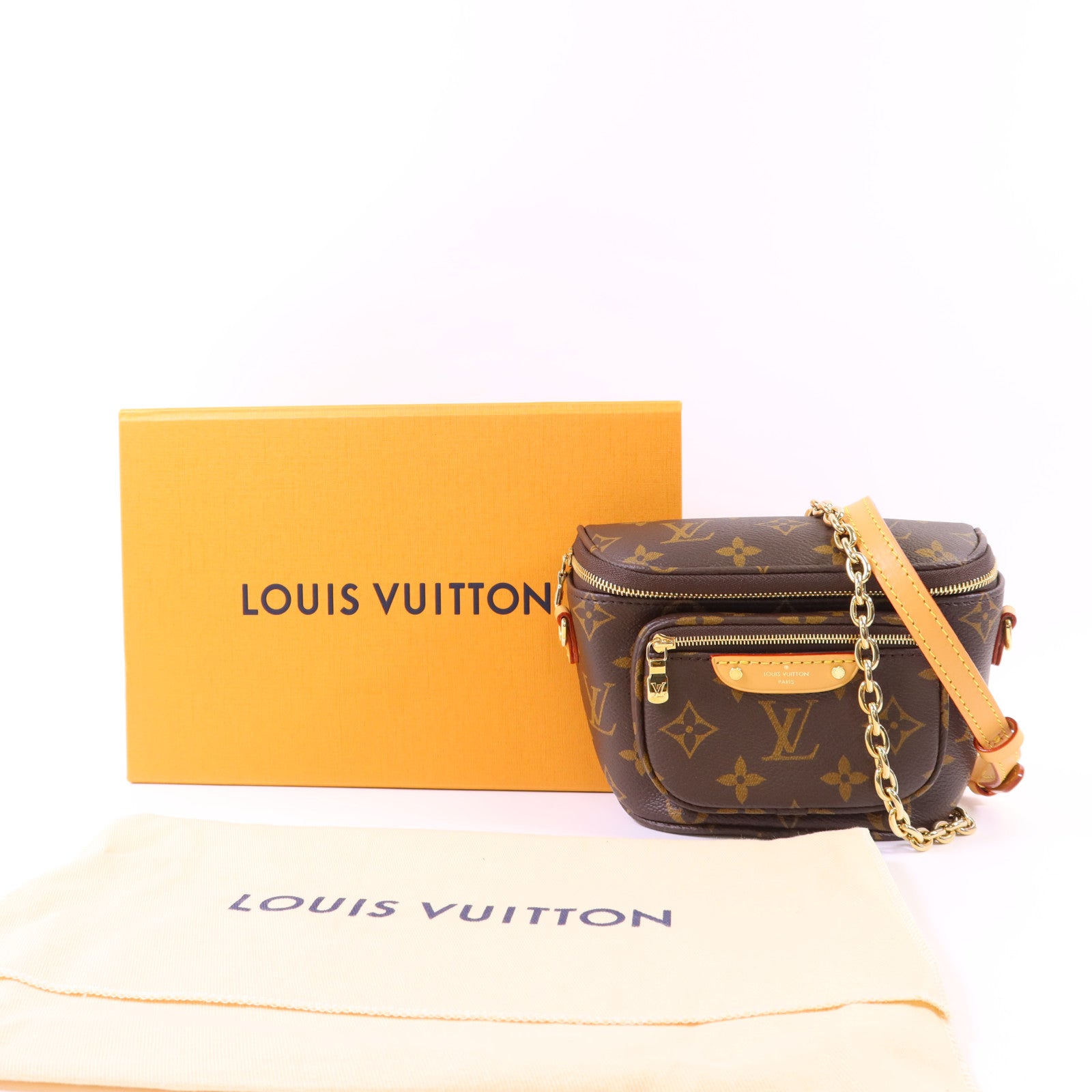 LOUIS VUITTON Monogram Mini Bumbag金扣手挽肩背兩用袋棕色