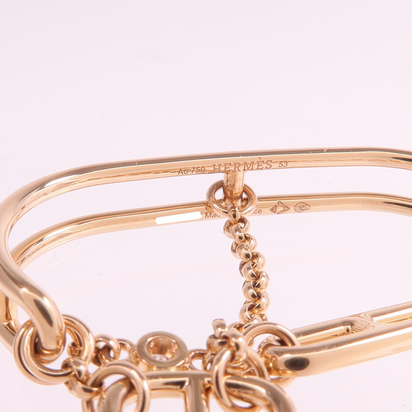 HERMES 18K玫瑰金Chaine D'ancre Chaos Double Ring鑽石戒指