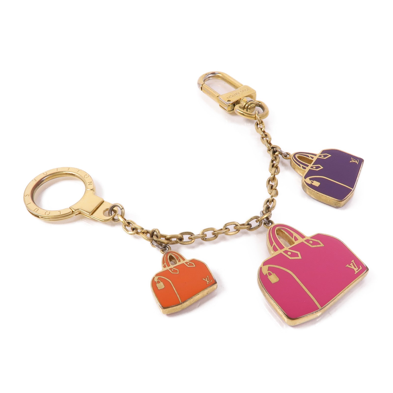 LOUIS VUITTON LV Speedy Charm Bag M66985 Metal Gold Purple Pink
