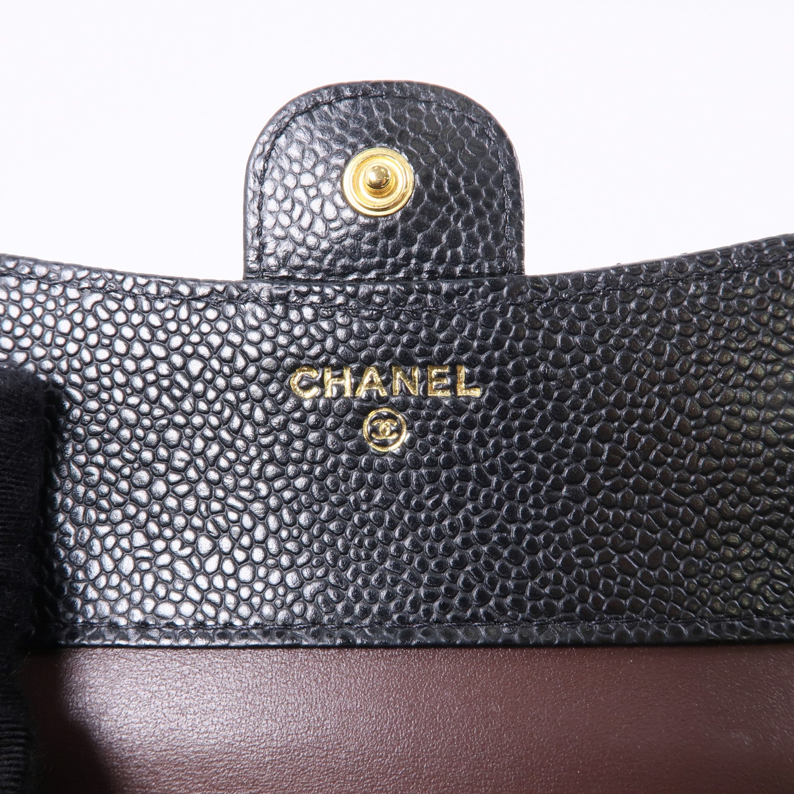 CHANEL 牛皮皮革Wallet金扣錢包黑色