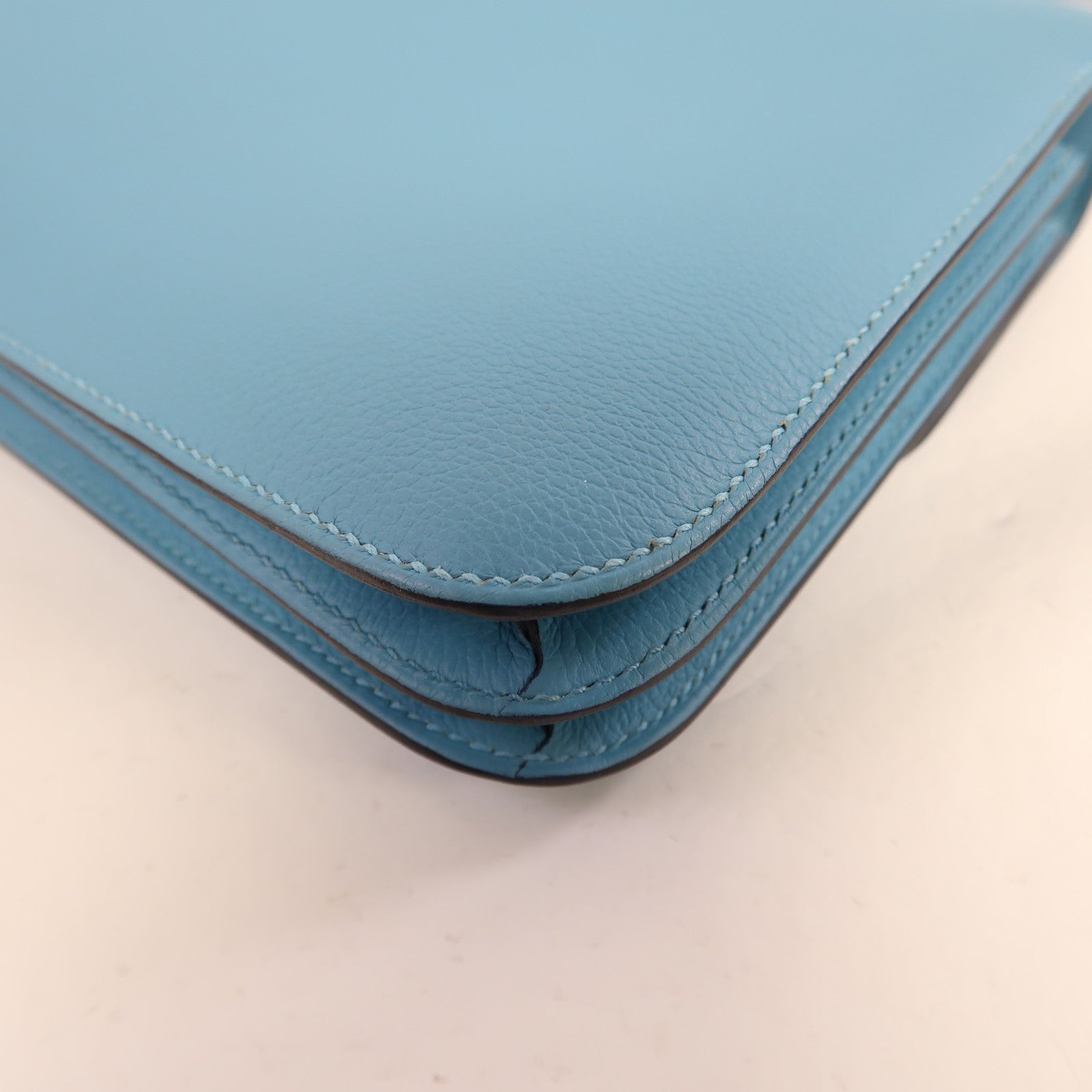 HERMES 【激減優惠】Evercolor皮革Constance Mini銀扣肩背袋藍色