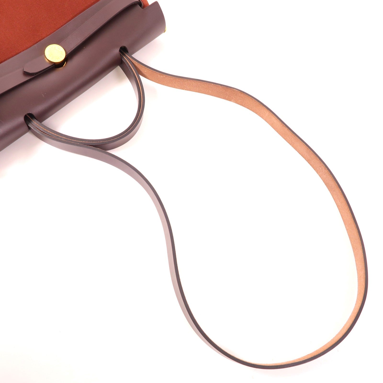 HERMES 帆布Herbag PM金扣手挽肩背兩用袋Rouge H紅色