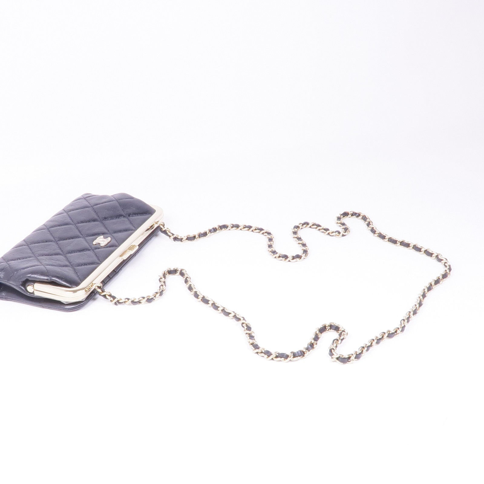 CHANEL 牛皮皮革Chain Shoulder金扣鏈帶肩背袋