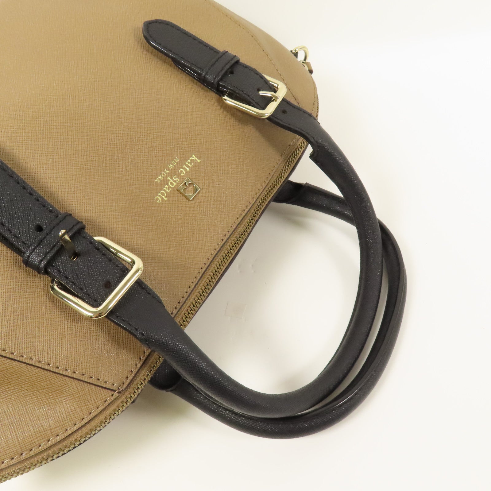 KATE SPADE GHW 2Way Shoulder Bag Handbag Saffiano Leather Brown