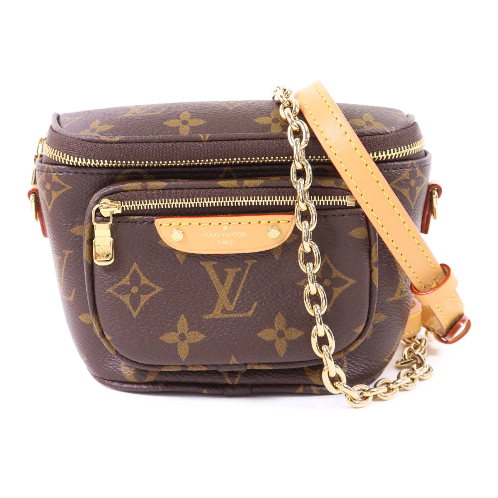 LOUIS VUITTON Monogram Mini Bumbag金扣手挽肩背兩用袋棕色