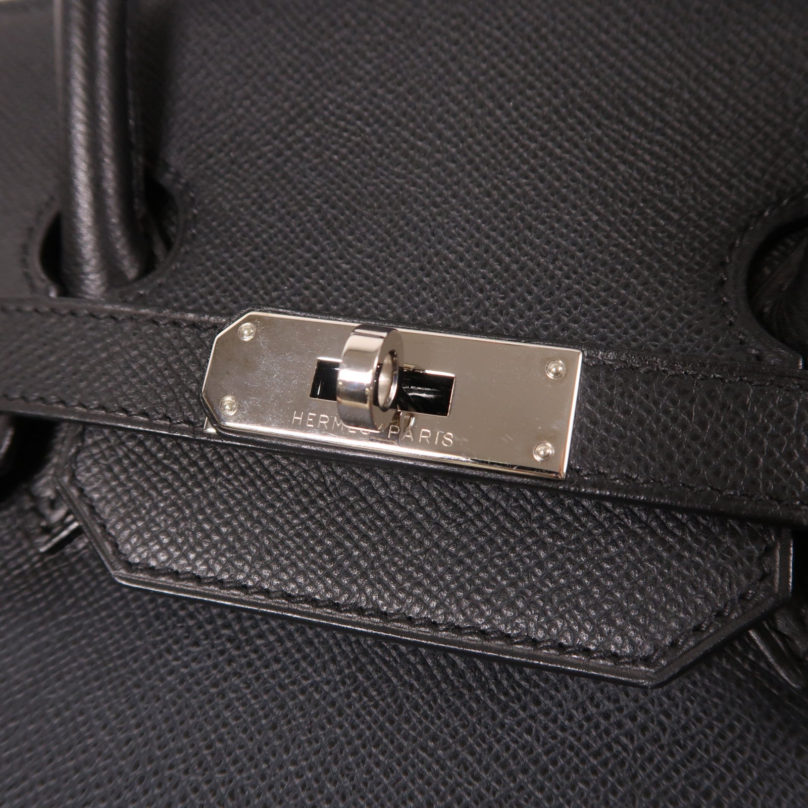 HERMES Epsom皮革Birkin 35銀扣手挽袋黑色