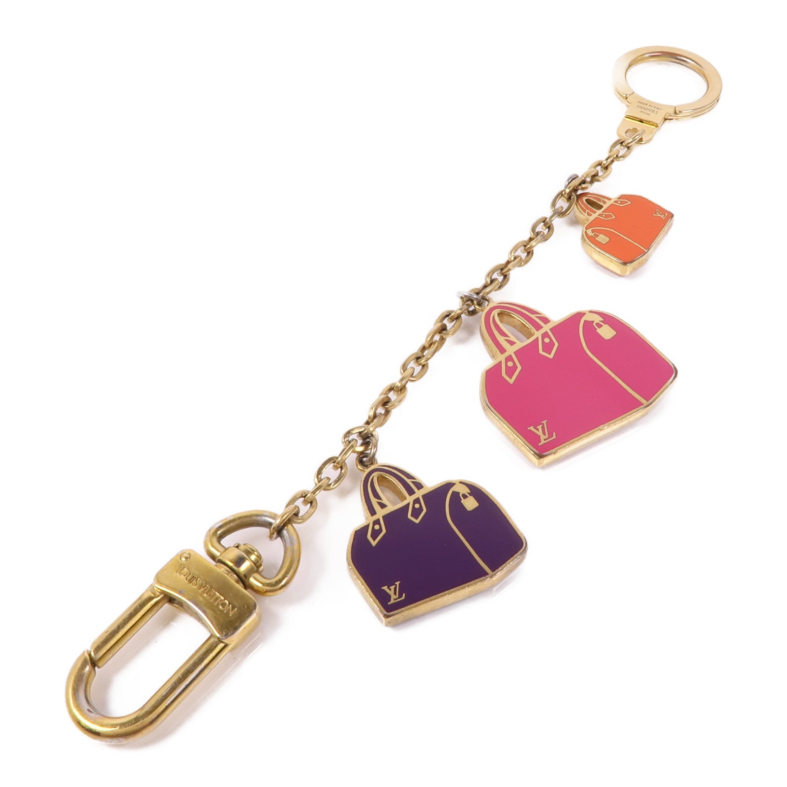 LOUIS VUITTON LV Speedy Charm Bag M66985 Metal Gold Purple Pink