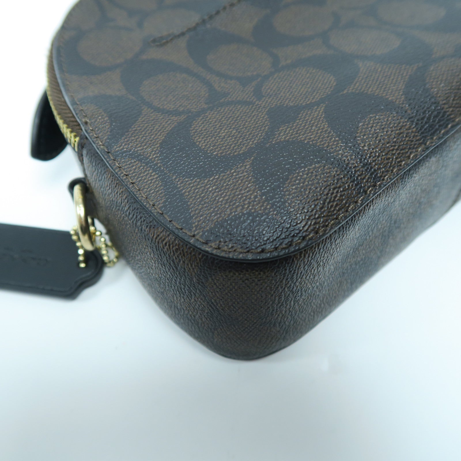 COACH 【激減優惠】塗層帆布2 Way Shoulder Bag金扣手挽肩背兩用袋啡色/黑色