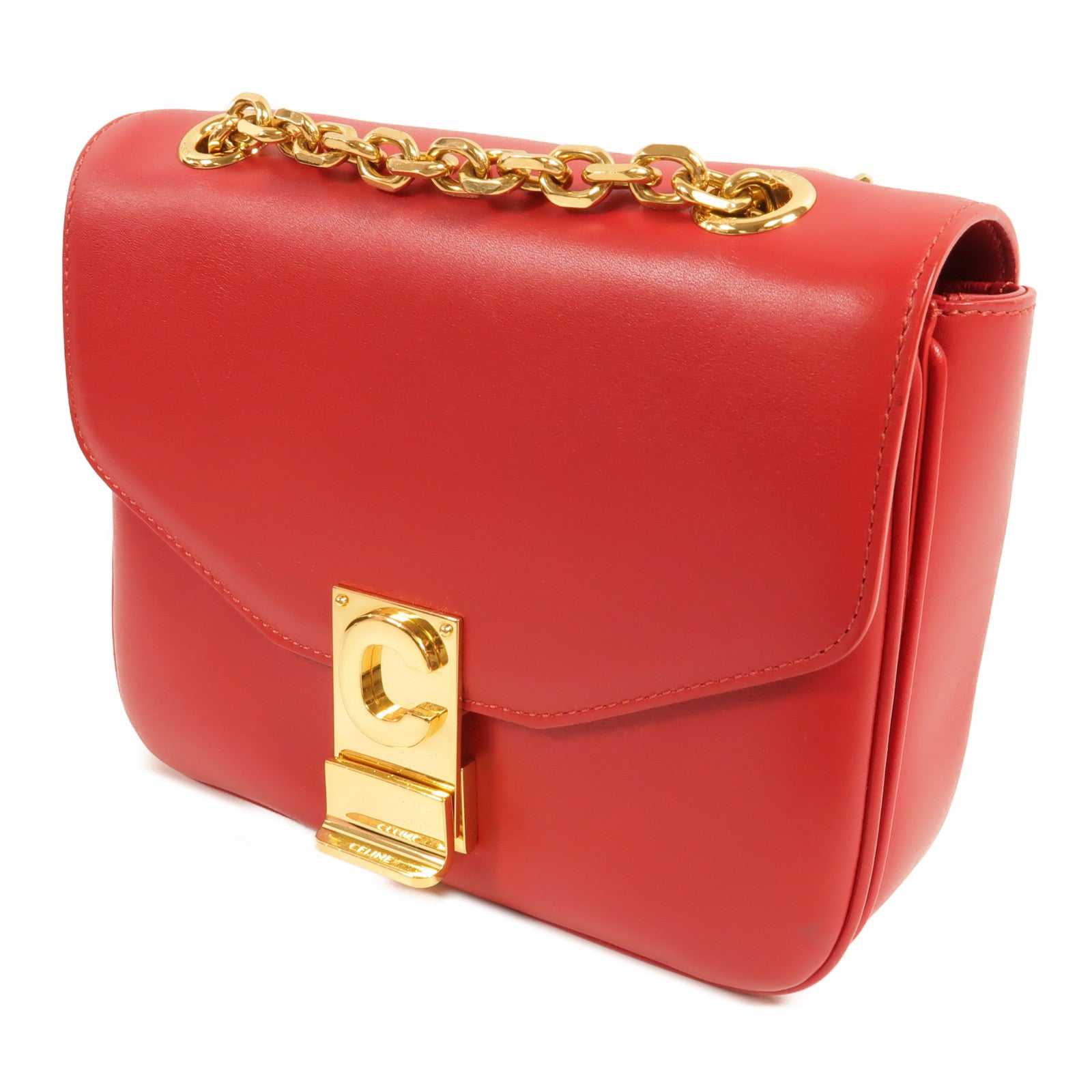 CELINE 牛皮皮革Small C鏈帶肩背袋