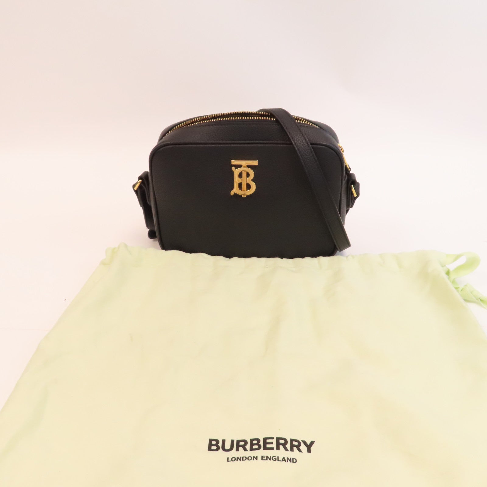 BURBERRY 牛皮皮革Smau Camera Bag金扣肩背袋黑色