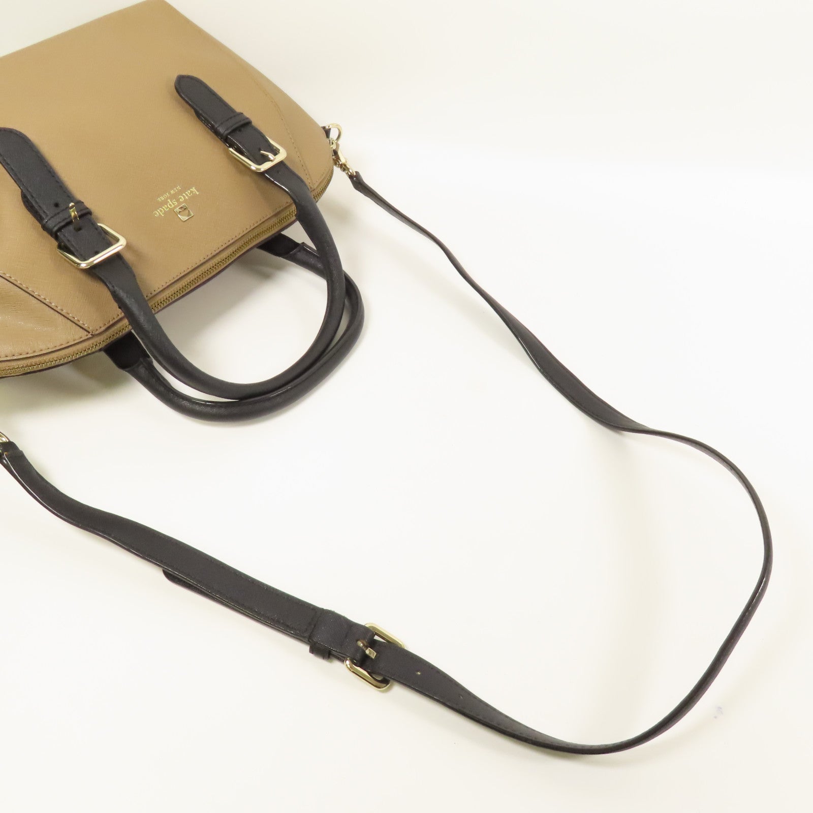 KATE SPADE GHW 2Way Shoulder Bag Handbag Saffiano Leather Brown