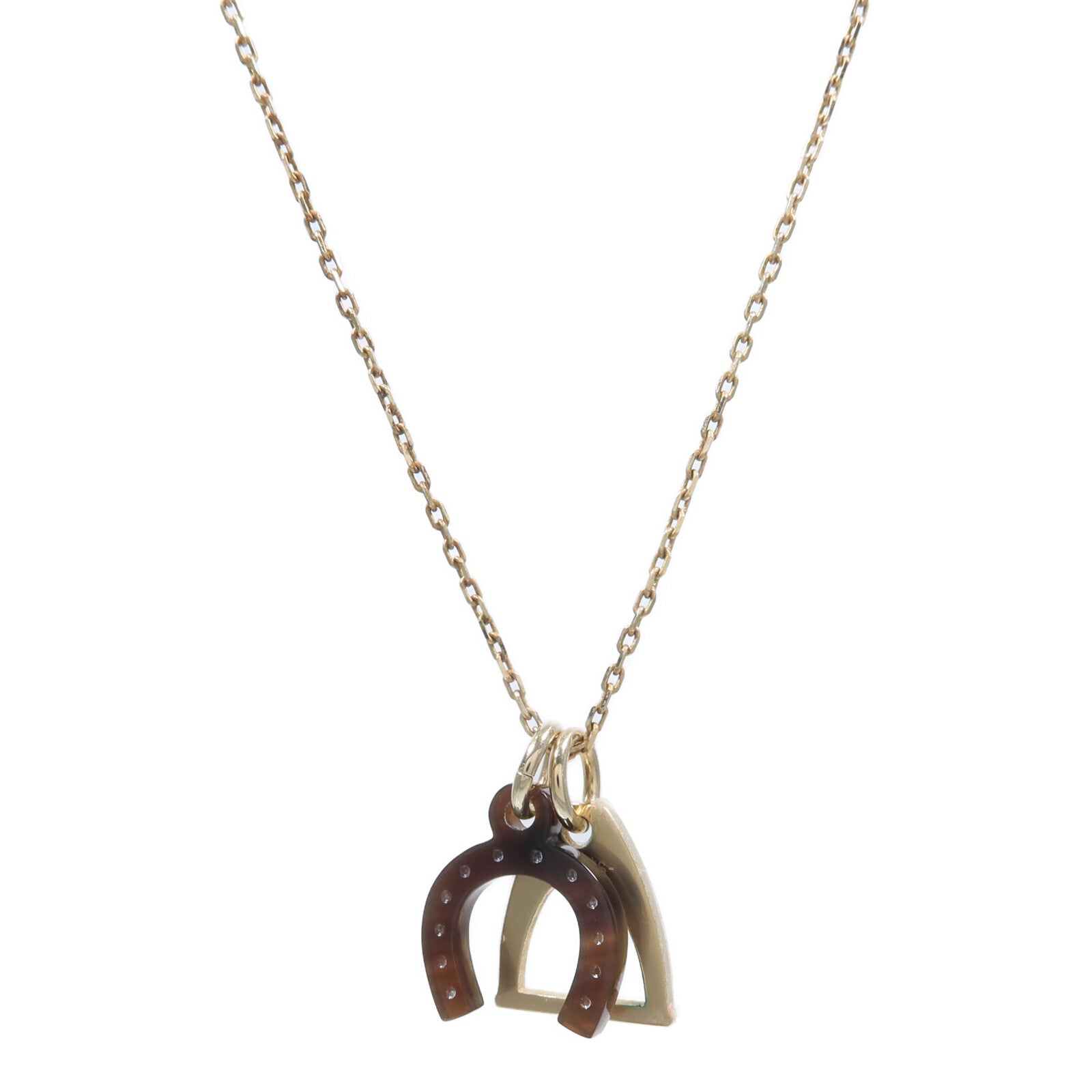 HERMES 水牛角/金屬Amulette Equestre Necklace項鍊