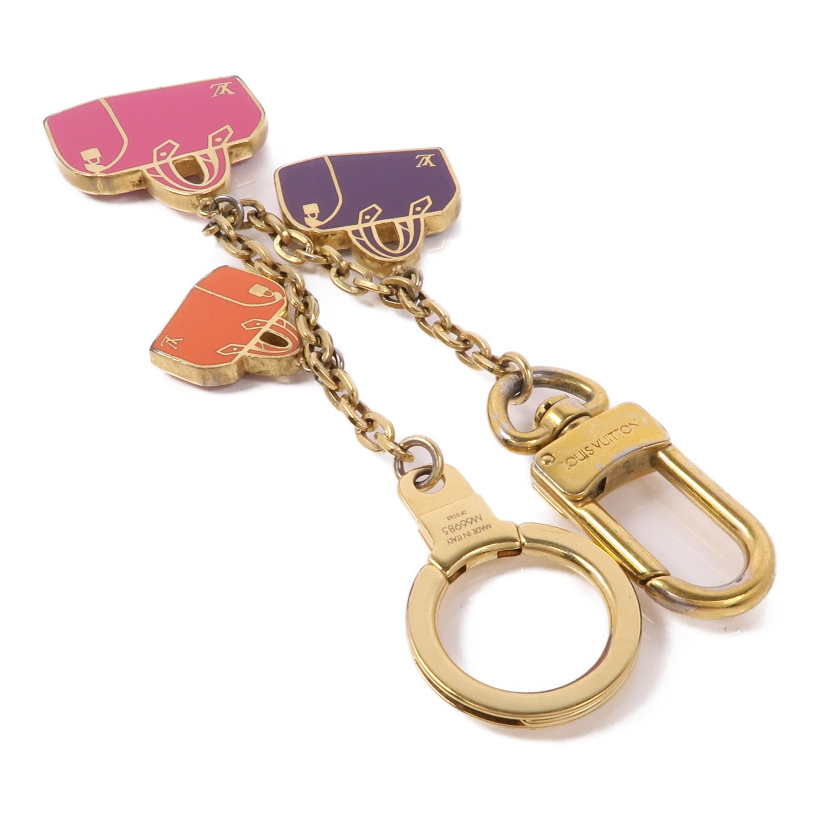 LOUIS VUITTON LV Speedy Charm Bag M66985 Metal Gold Purple Pink
