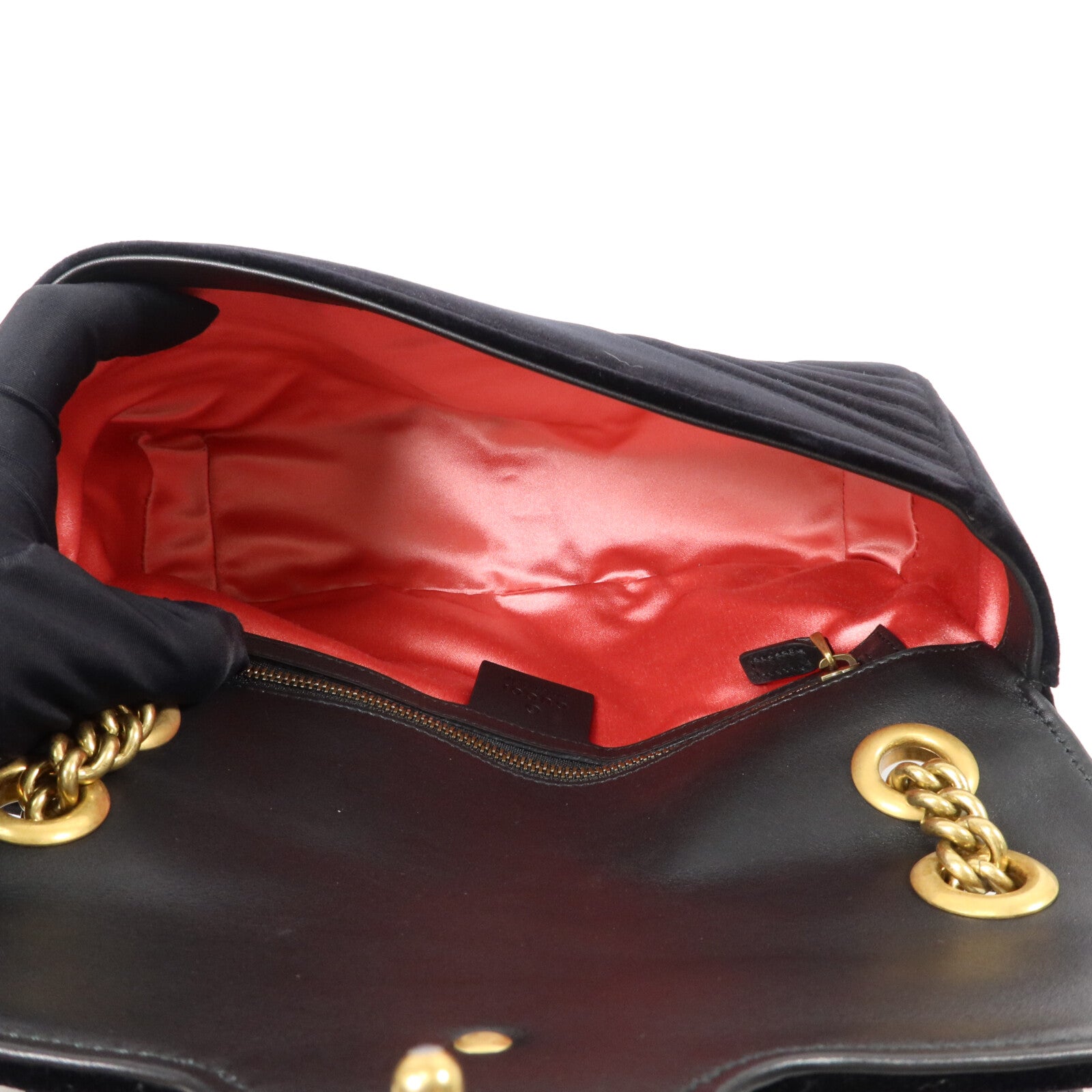 GUCCI 天鵝絨GG Marmont Shoulder Bag鏈帶肩背袋