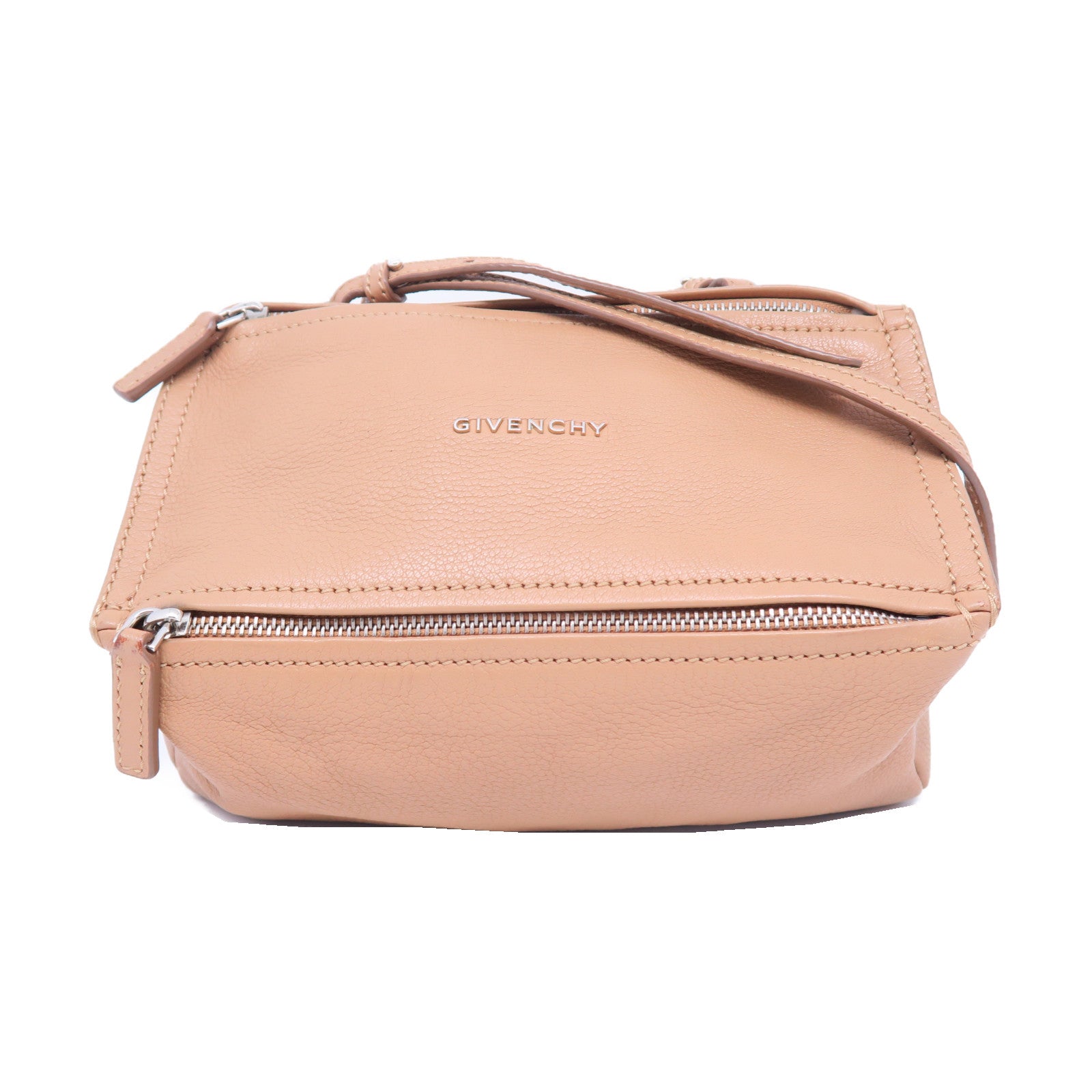 GIVENCHY 【激減優惠】牛皮皮革Shoulder Bag銀扣肩背袋杏色