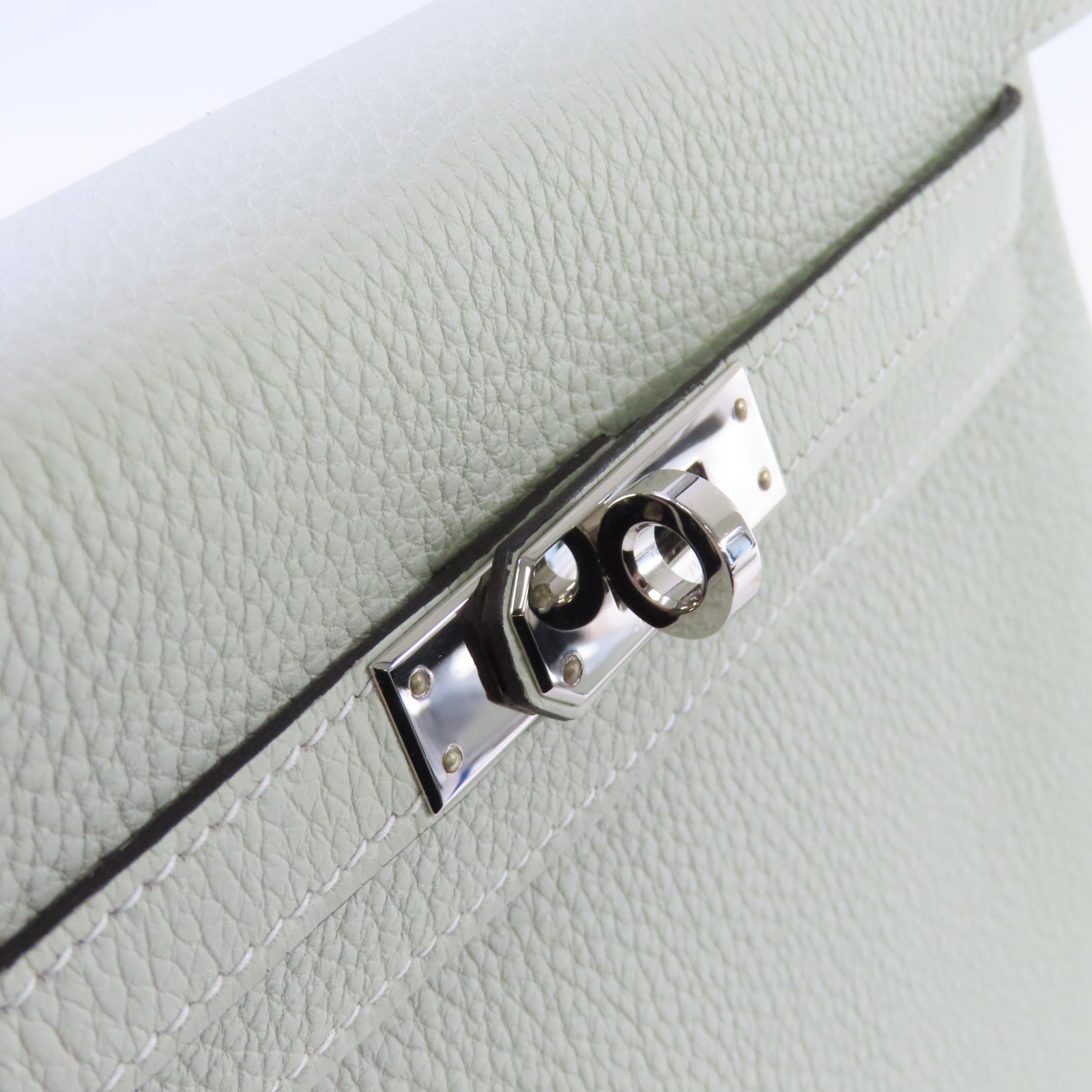 HERMES 【激減優惠】Togo皮革Kelly 25 2way Handbag銀扣手挽肩背兩用袋Gris Neve水晶灰色
