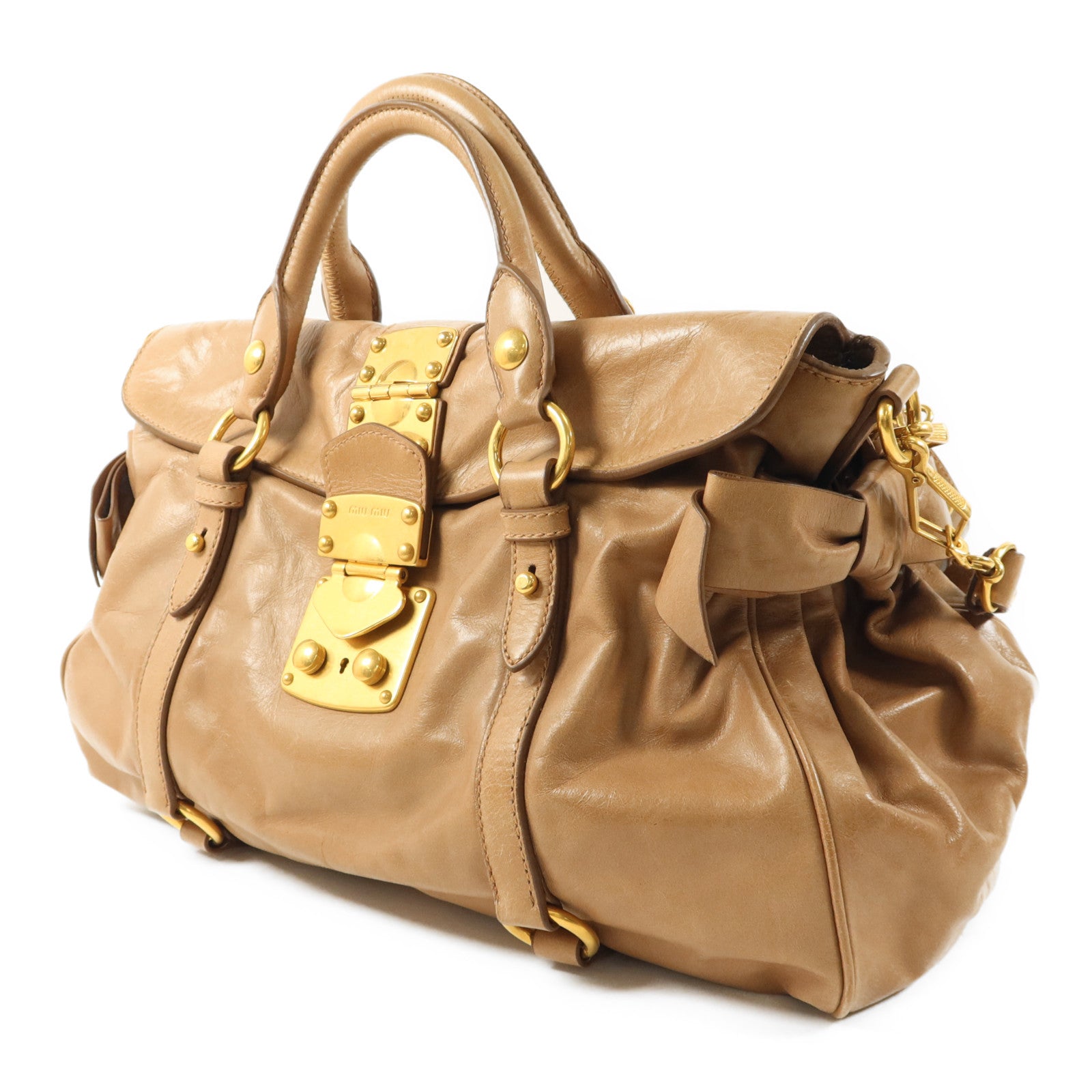 Miu Miu 牛皮皮革Bow Bag金扣手挽肩背兩用袋