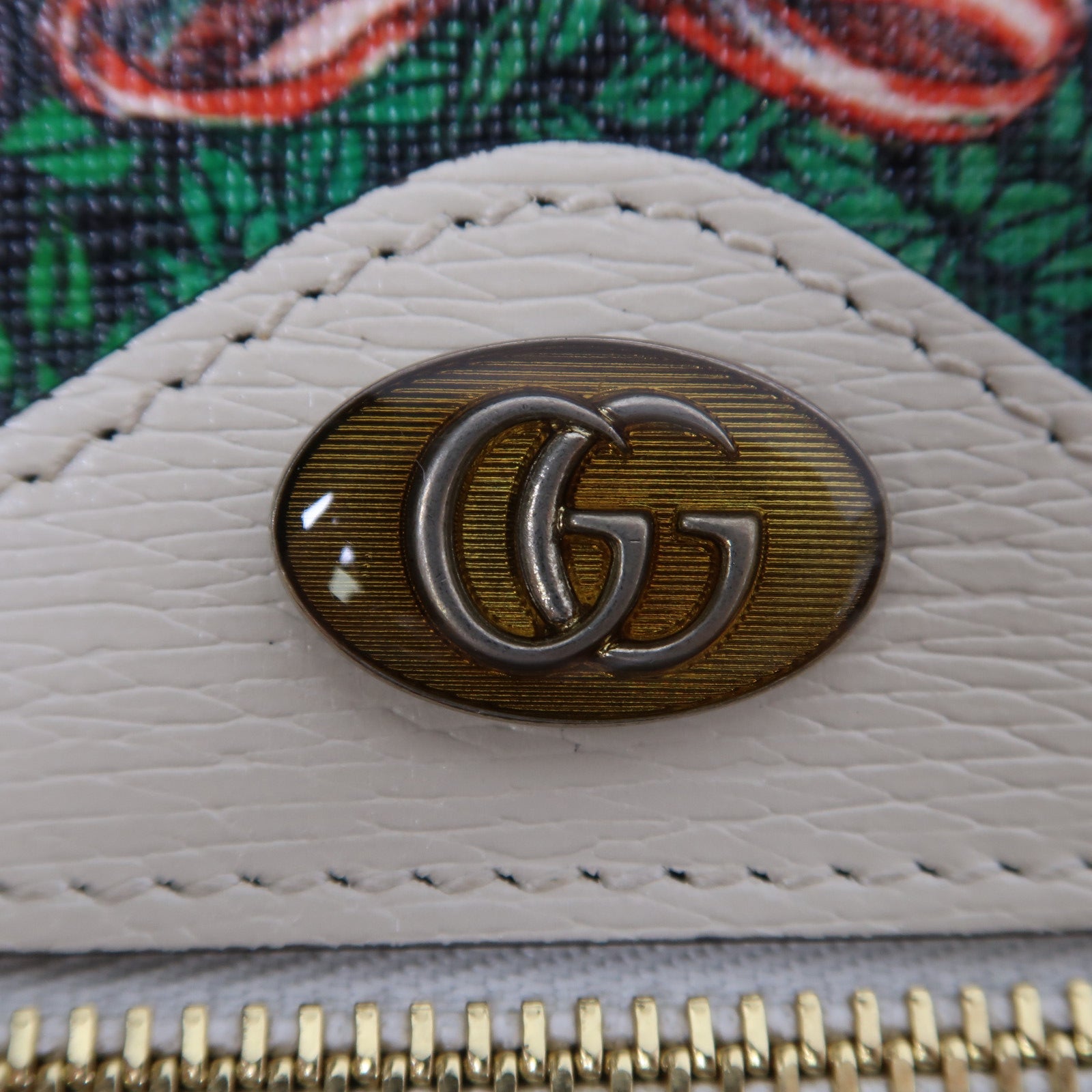 GUCCI 【激減優惠】塗層帆布Shoulder Bag金扣肩背袋綠色/米色