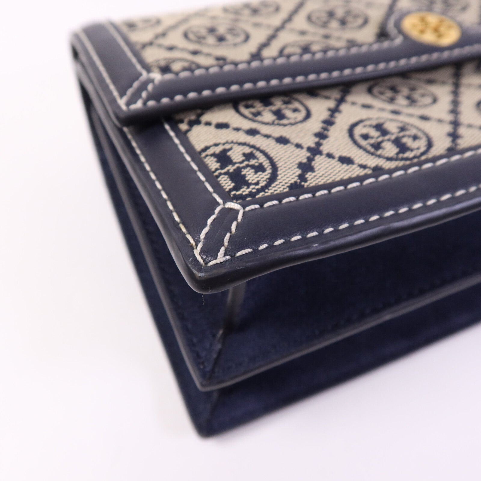 Tory Burch 帆布T Monogram Chain Shoulder金扣肩背袋