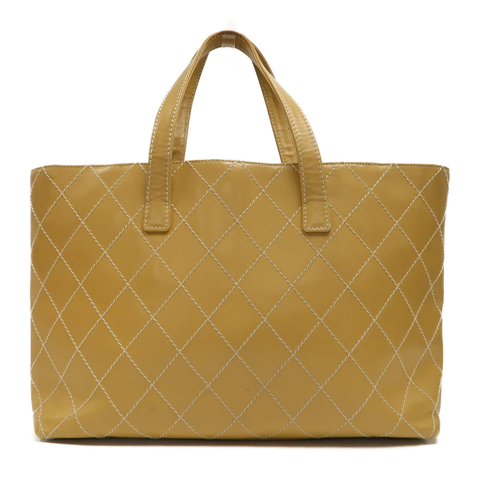 CHANEL 【激減優惠】菱格牛皮皮革Handbag金扣手挽袋啡色
