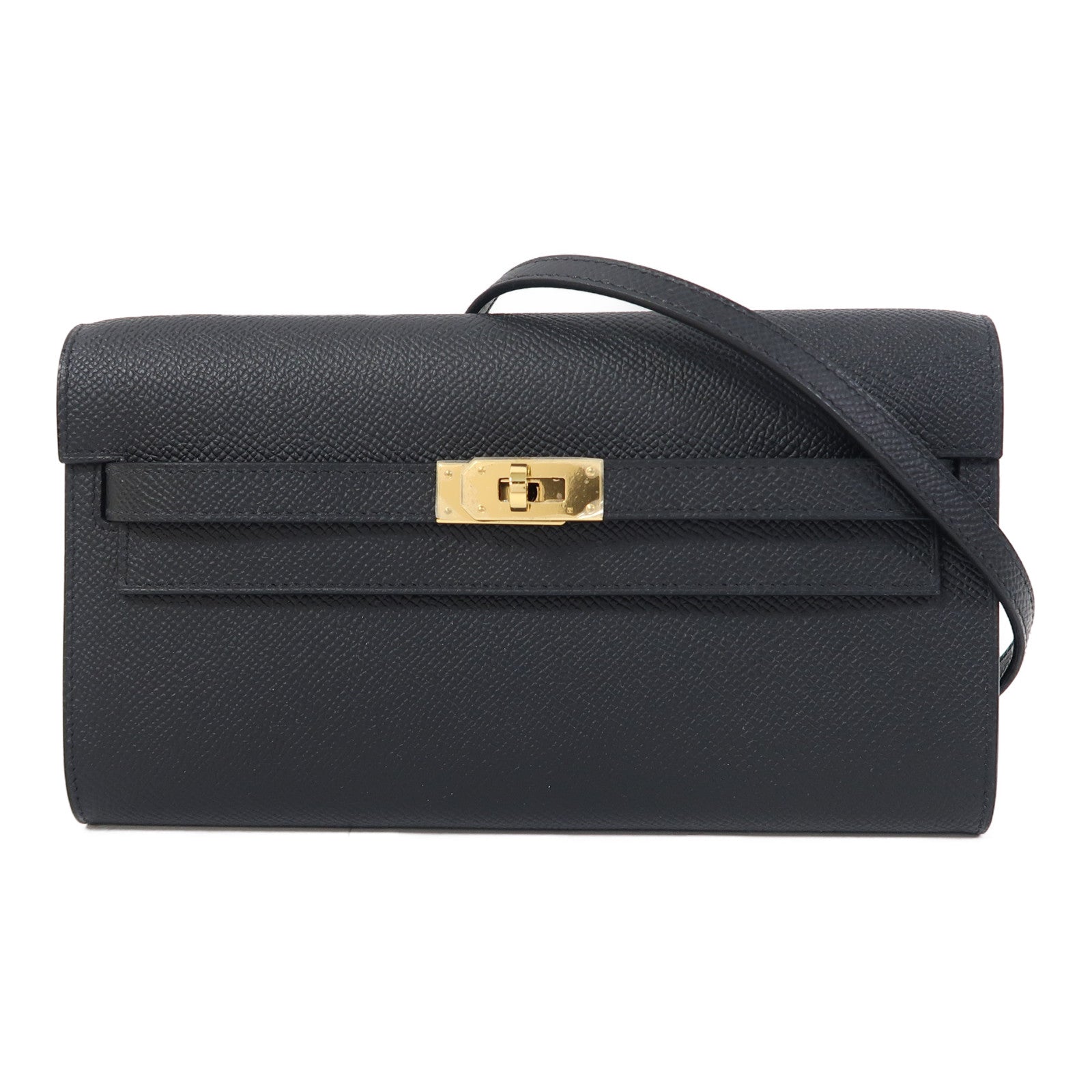 HERMES Epsom皮革Kelly To Go金扣肩背袋黑色