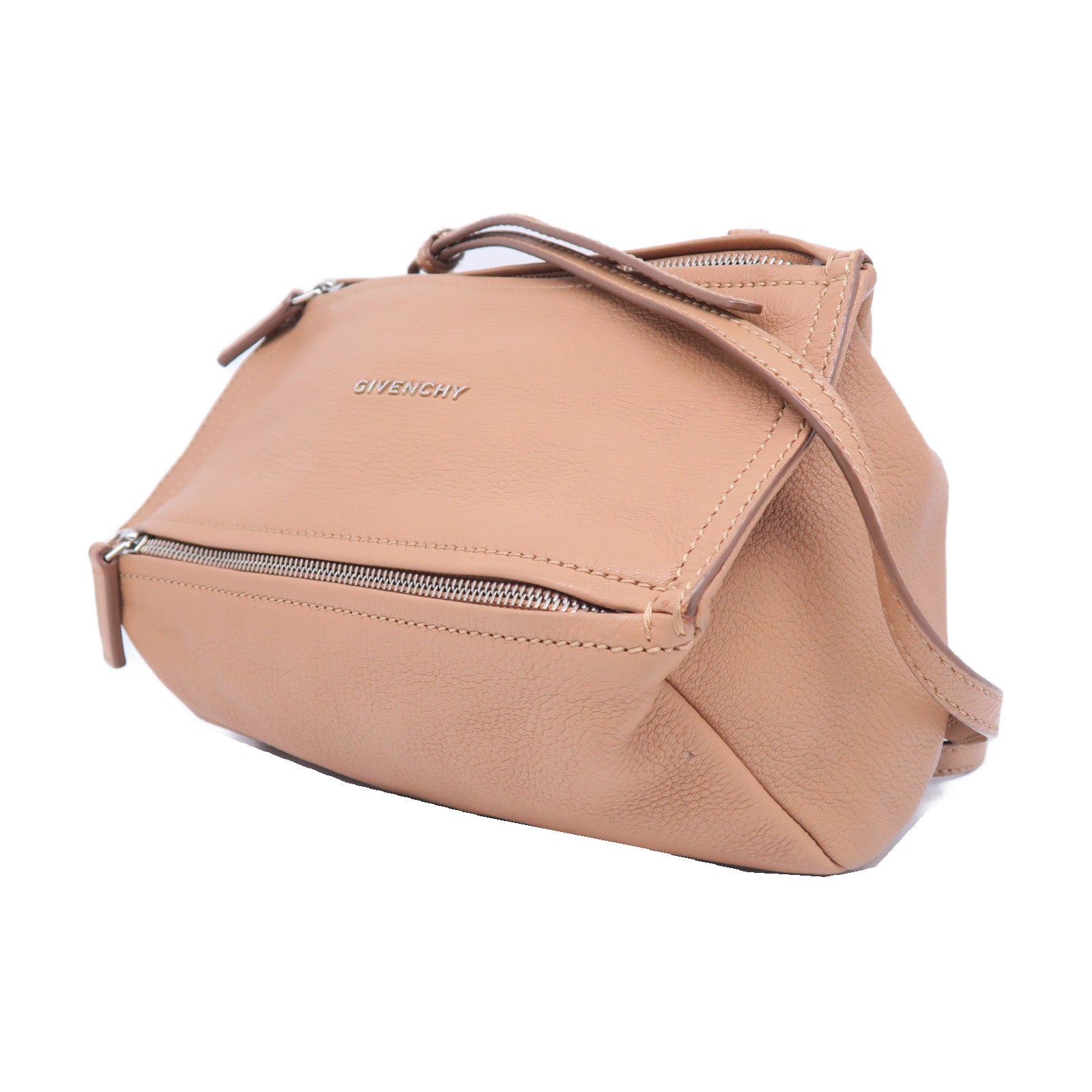 GIVENCHY 【激減優惠】牛皮皮革Shoulder Bag銀扣肩背袋杏色