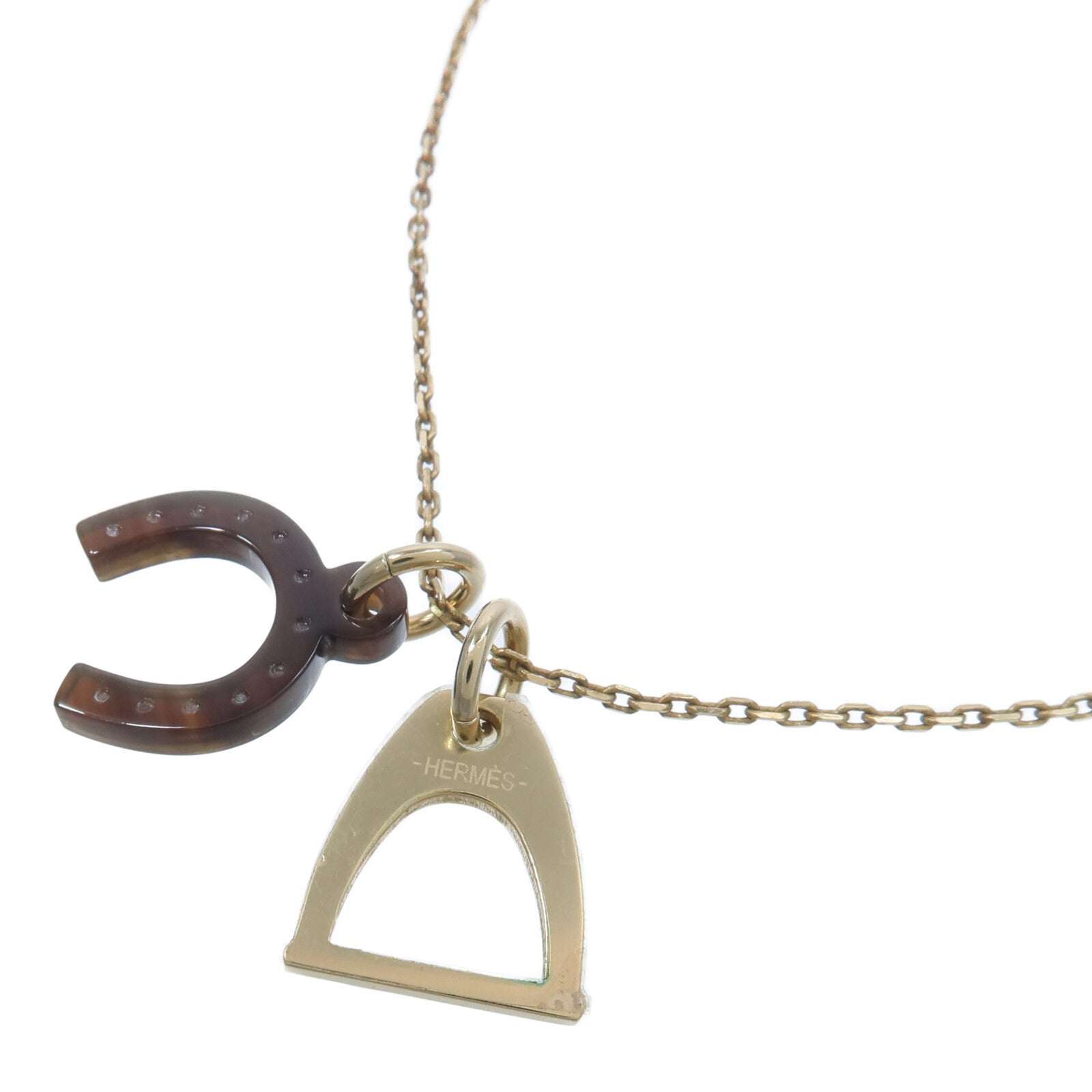 HERMES 水牛角/金屬Amulette Equestre Necklace項鍊