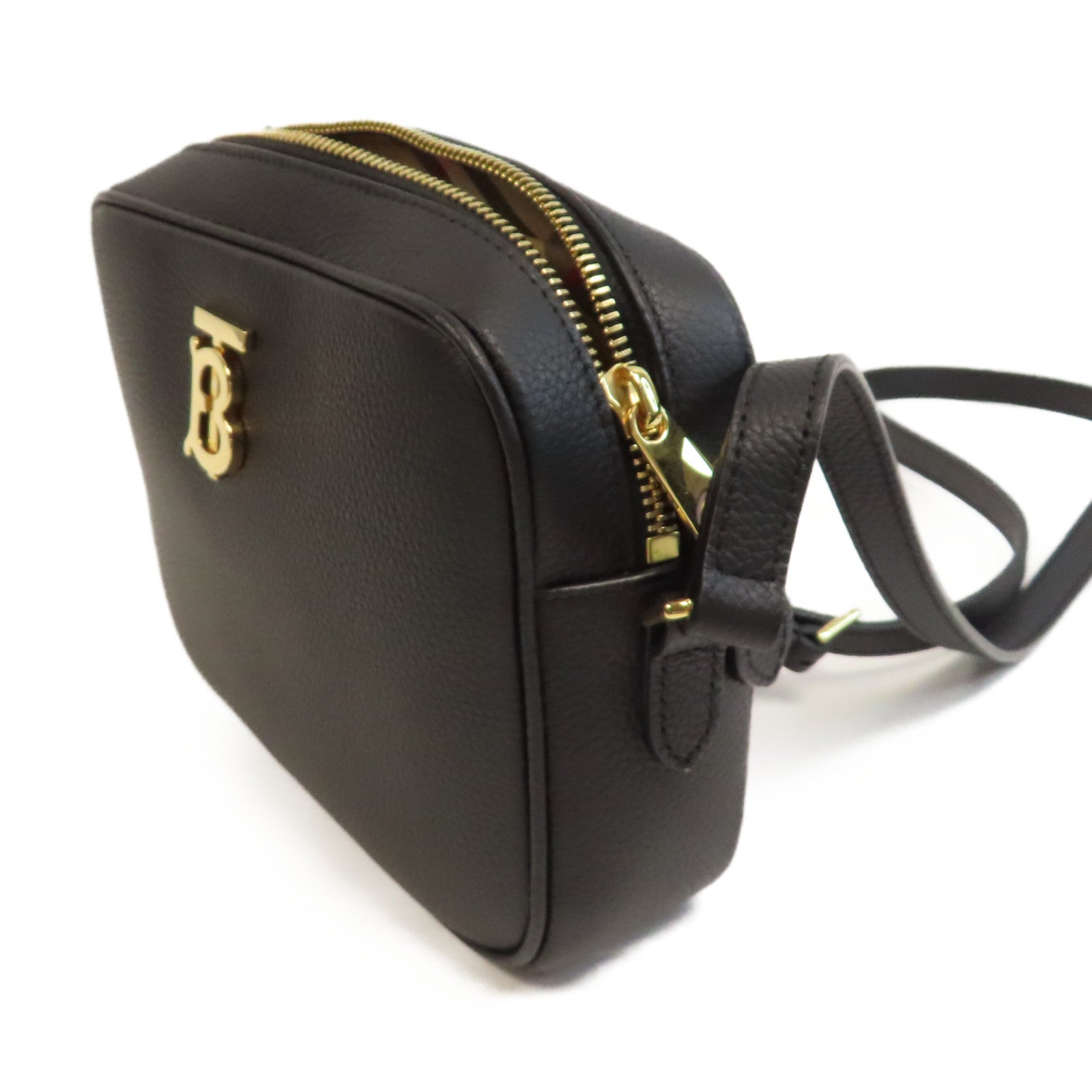 BURBERRY 牛皮皮革Smau Camera Bag金扣肩背袋黑色