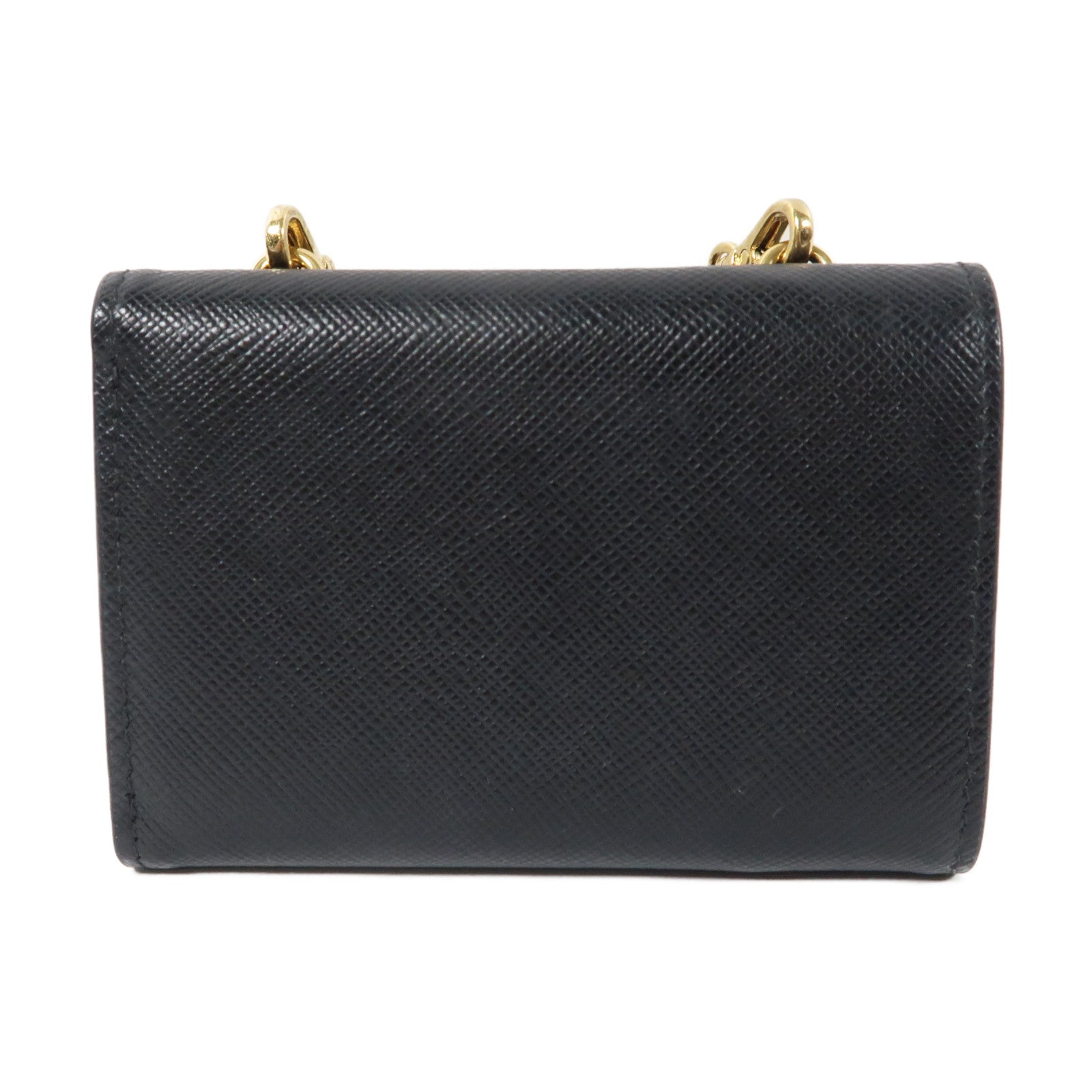 PRADA Saffiano皮革Saffiano Triangolo金扣鏈帶肩背袋黑色