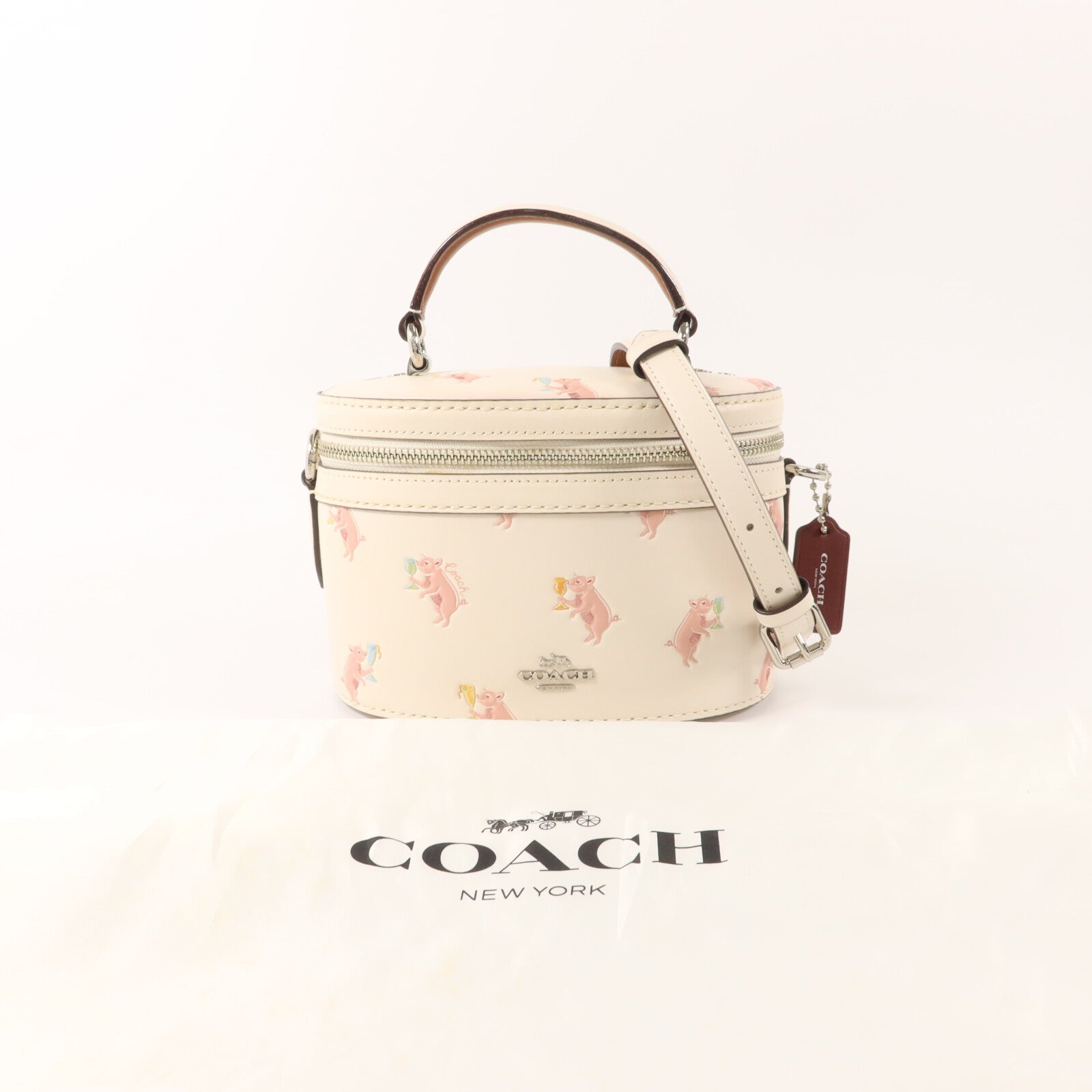 COACH 牛皮皮革Trail Bag With Party Pig Print手挽肩背兩用袋