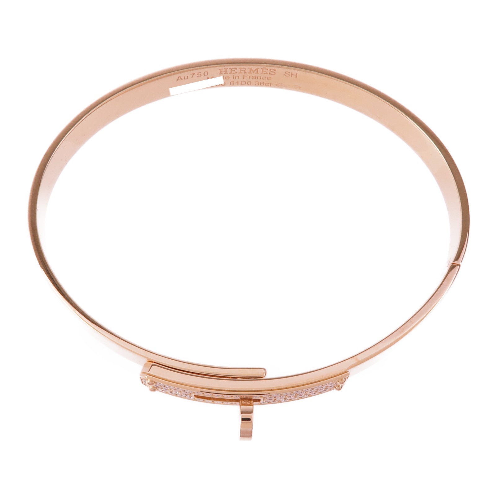 HERMES 18K玫瑰金Kelly Bracelet鑽石手鏈US#15.5 Hermes#61