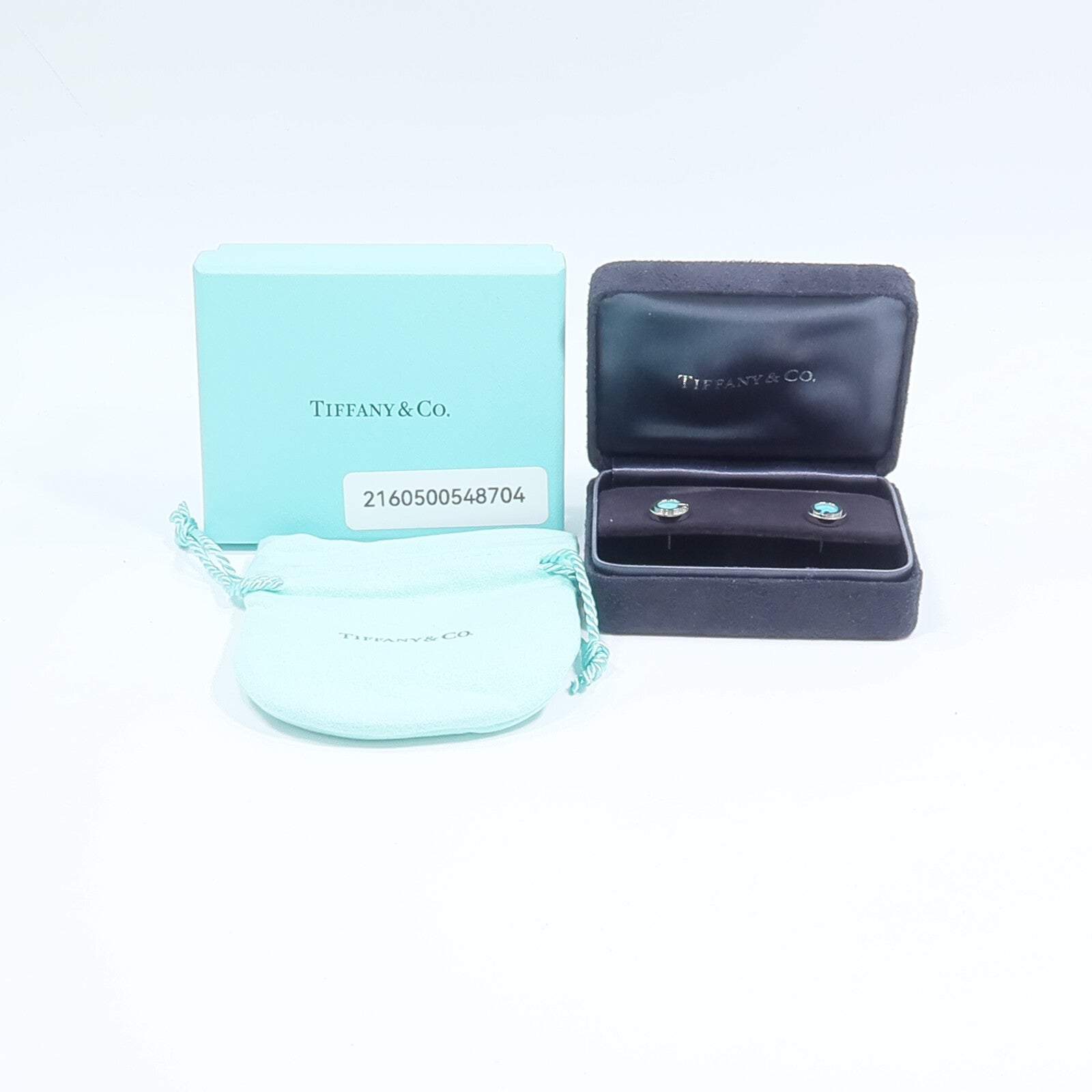 TIFFANY＆CO 18K白金T Turquoise Circle耳環