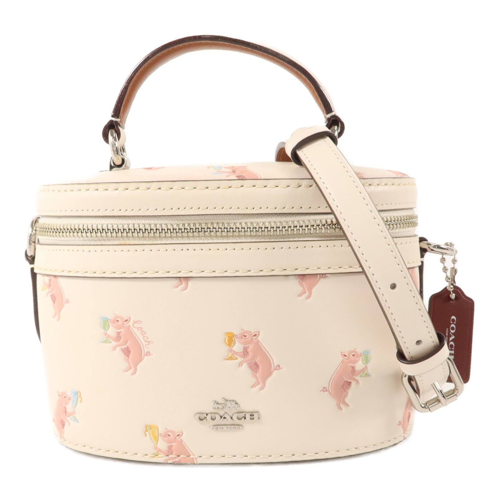 COACH 牛皮皮革Trail Bag With Party Pig Print手挽肩背兩用袋