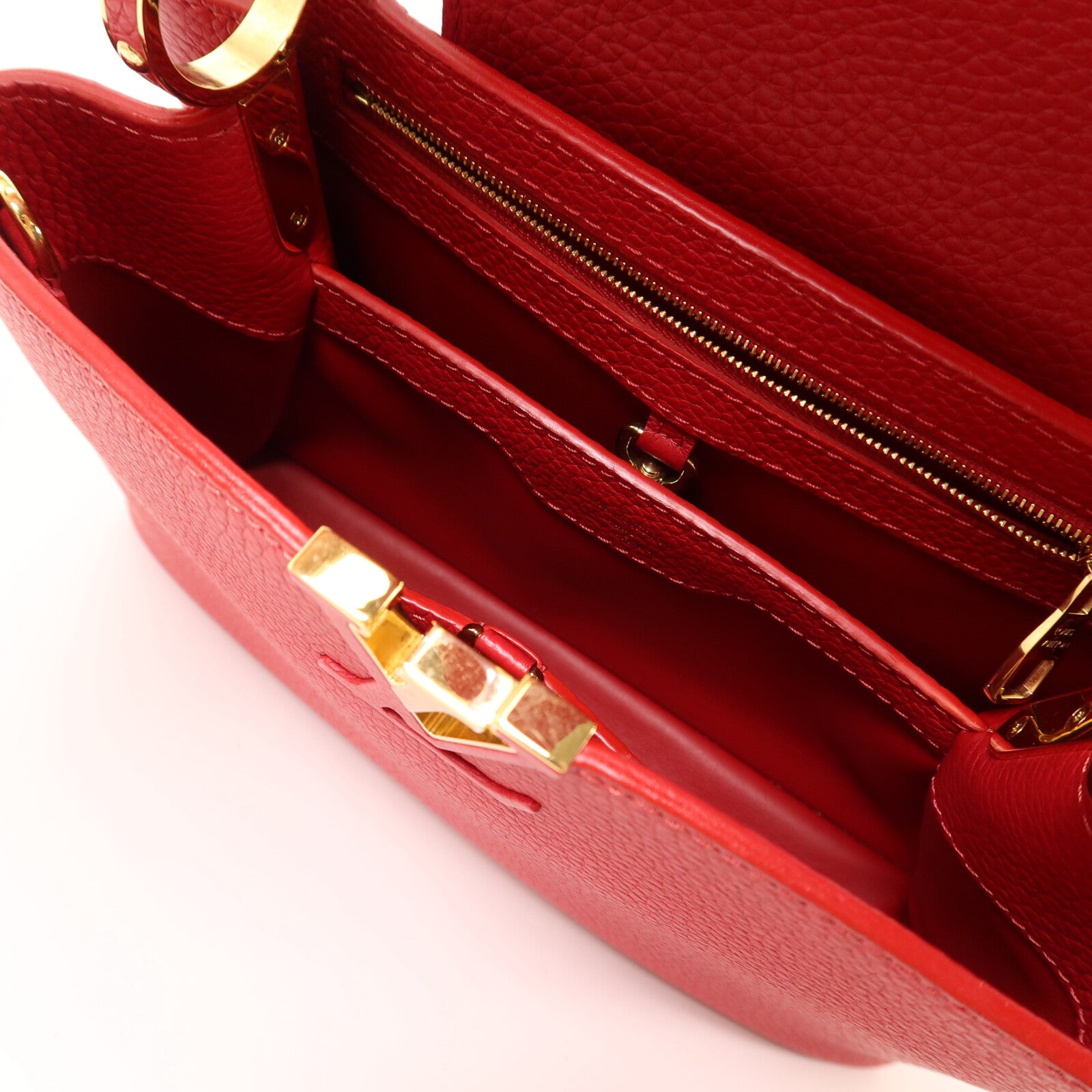 LOUIS VUITTON 牛皮皮革Capucines MM金扣手挽肩背兩用袋