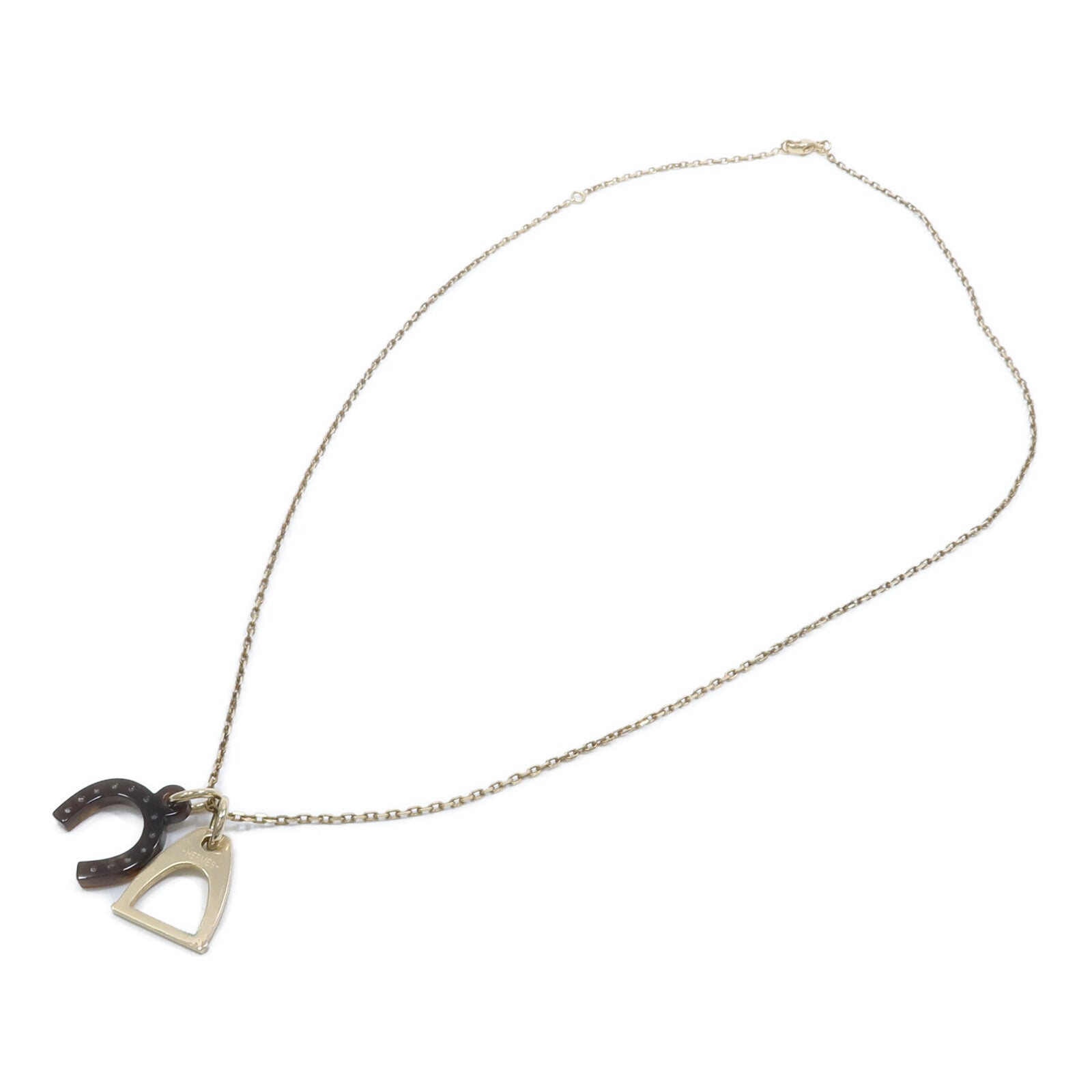HERMES 水牛角/金屬Amulette Equestre Necklace項鍊