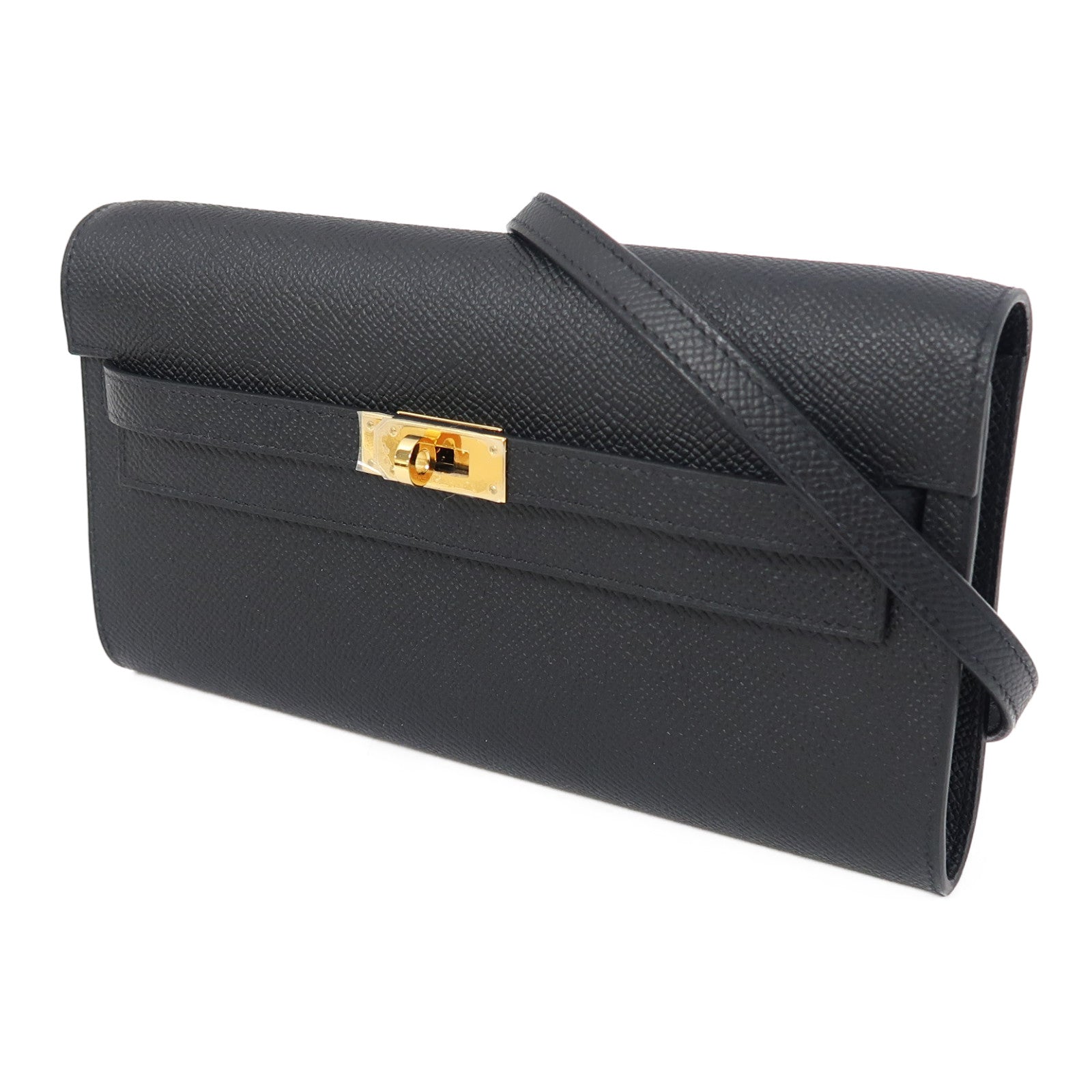 HERMES Epsom皮革Kelly To Go金扣肩背袋黑色