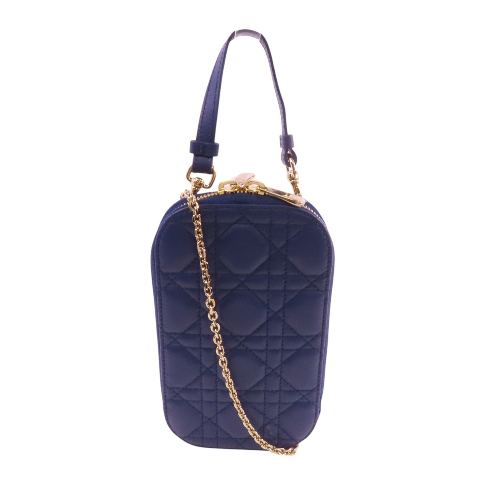 Dior CD GHW Phone Shoulder Bag Handbag Lambskin Leather