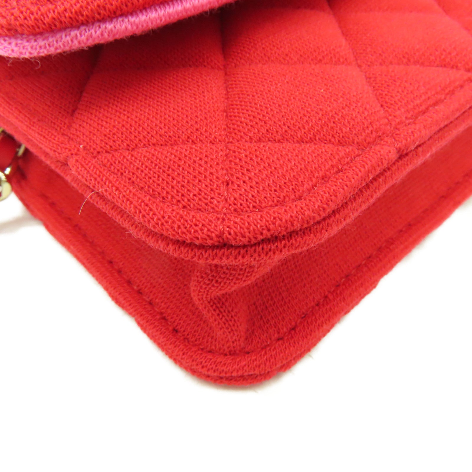 CHANEL 【激減優惠】菱格帆布Chain Shoulder Bag金扣鏈帶肩背袋紅色/粉紅色