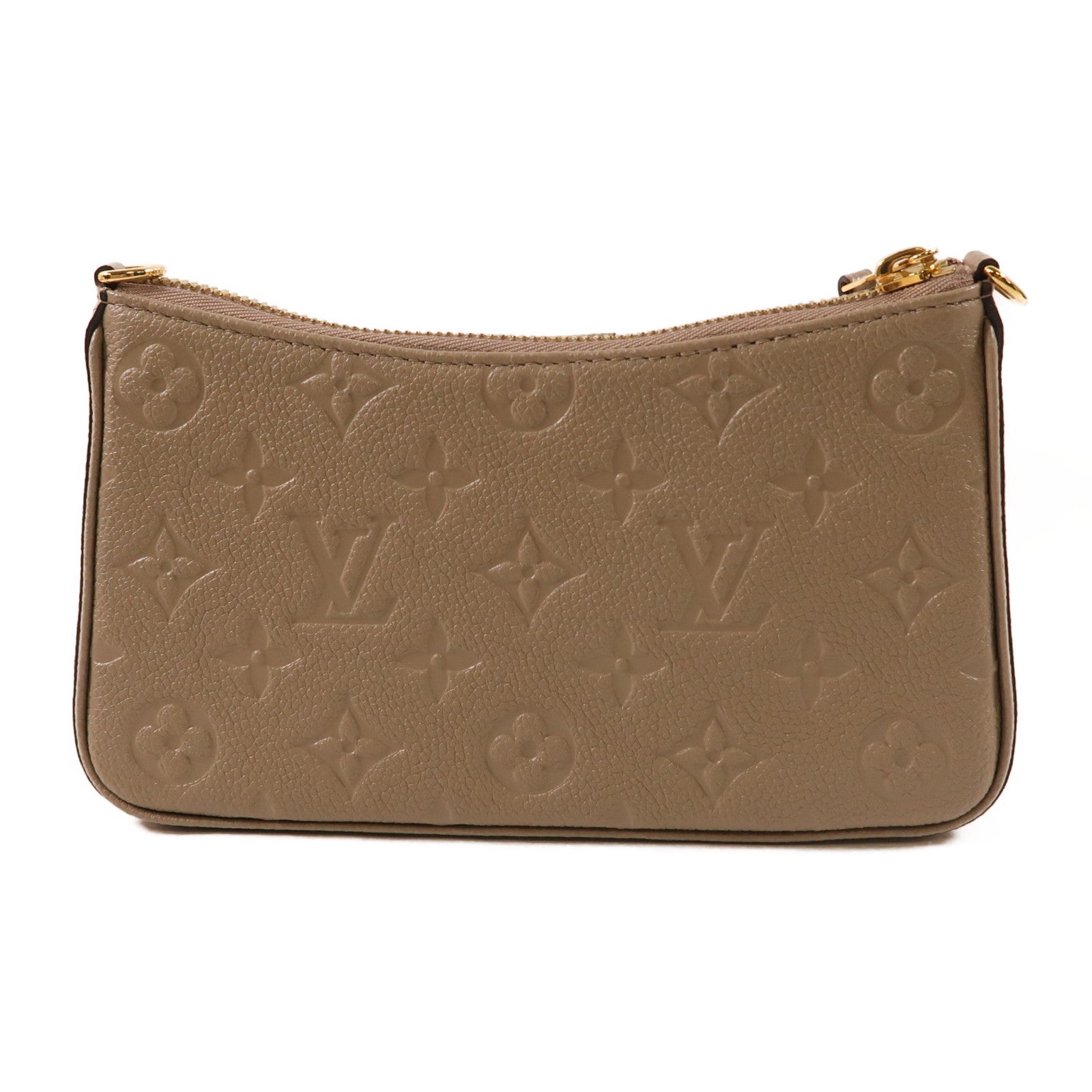 LOUIS VUITTON Monogram Empreinte Easy Pouch On Strap金扣手挽肩背兩用袋米色