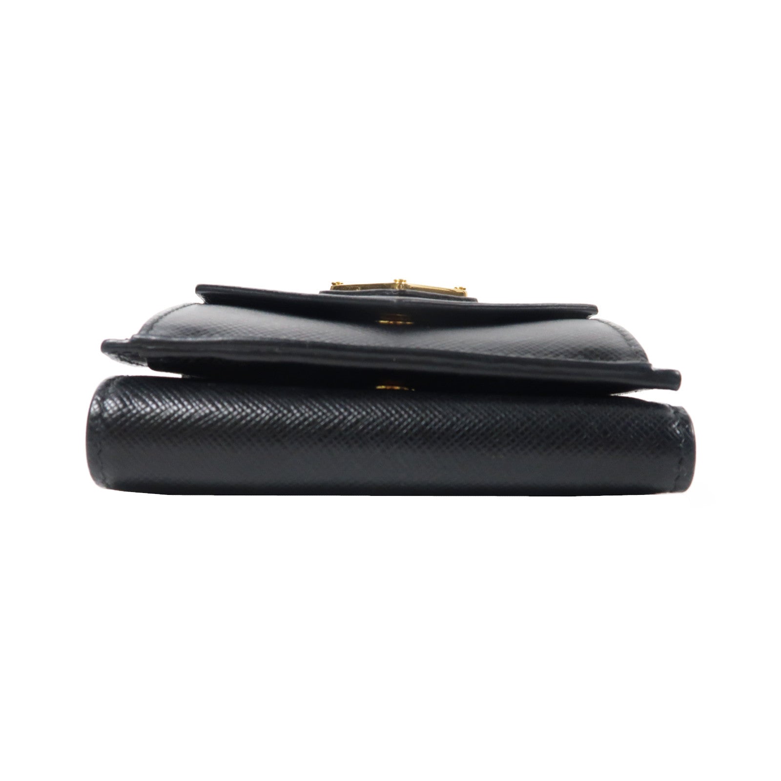 PRADA Saffiano皮革Saffiano Triangolo金扣鏈帶肩背袋黑色