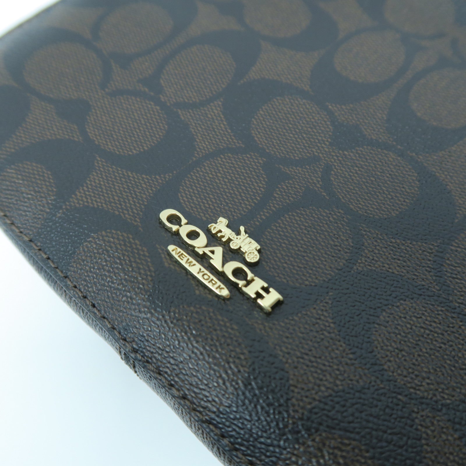 COACH 【激減優惠】塗層帆布2 Way Shoulder Bag金扣手挽肩背兩用袋啡色/黑色