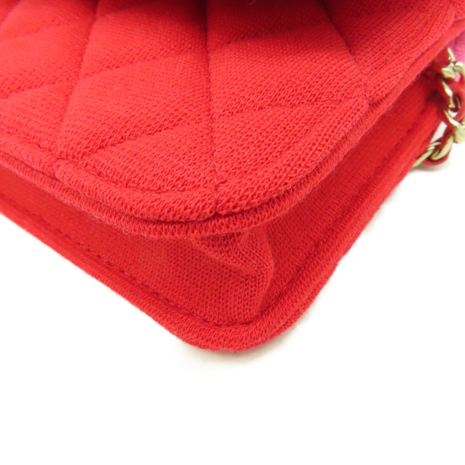 CHANEL 【激減優惠】菱格帆布Chain Shoulder Bag金扣鏈帶肩背袋紅色/粉紅色