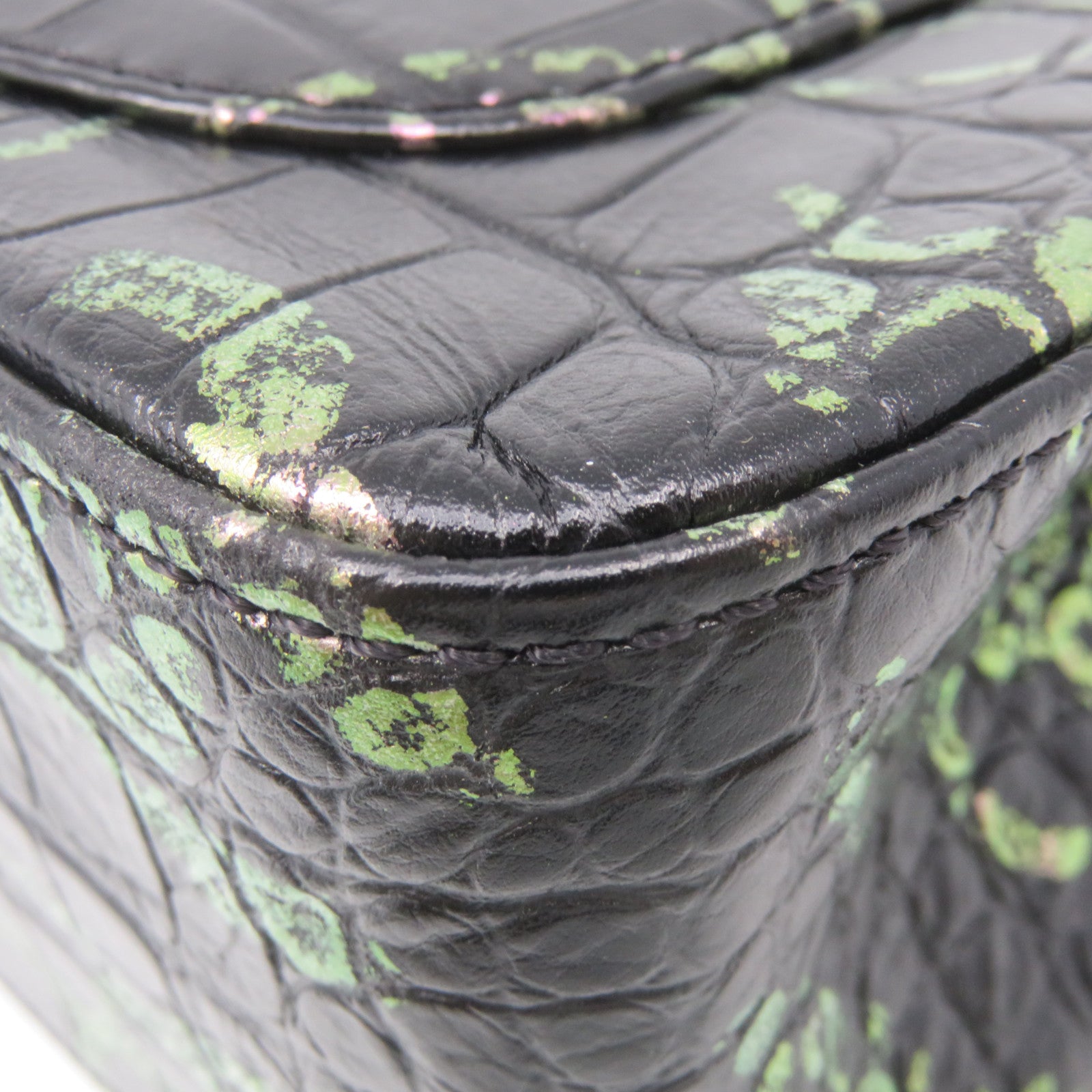 CHANEL 【清倉大減價】鱷魚皮革2.55 Chain Shoulder Bag金扣鏈帶肩背袋黑色/彩色